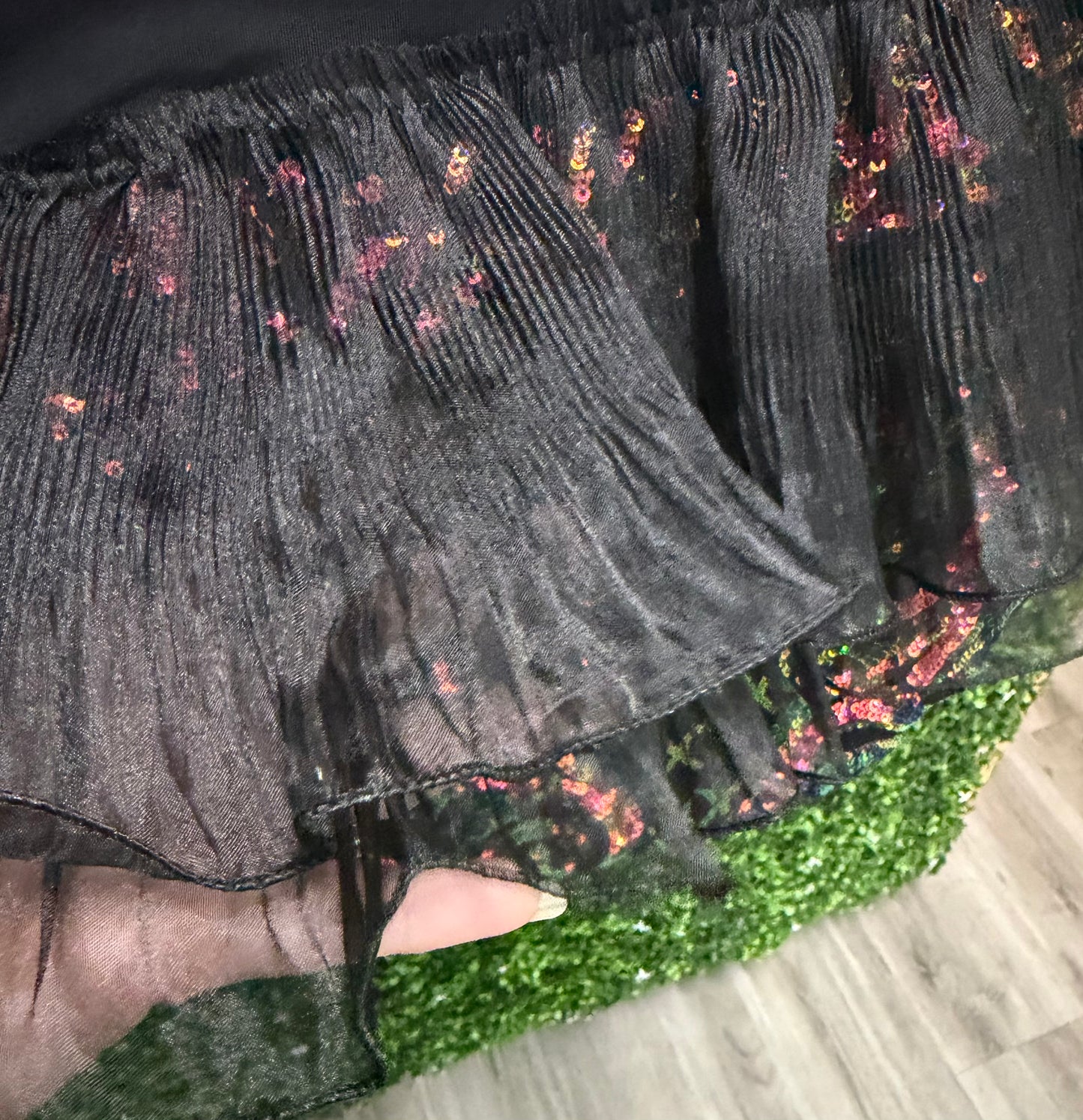 Adult Small Black Leotard with Multi Color Sequins