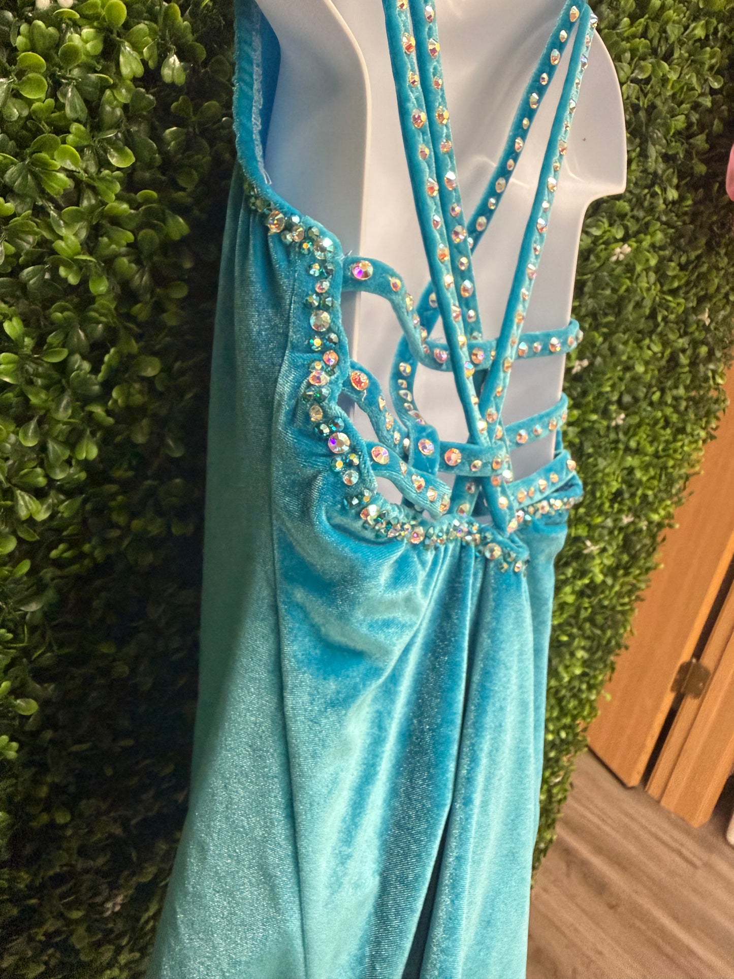 Child Small Blue Velvet Dress