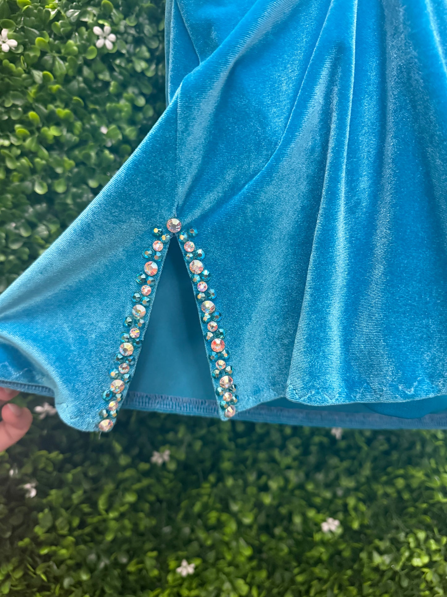 Child Small Blue Velvet Dress