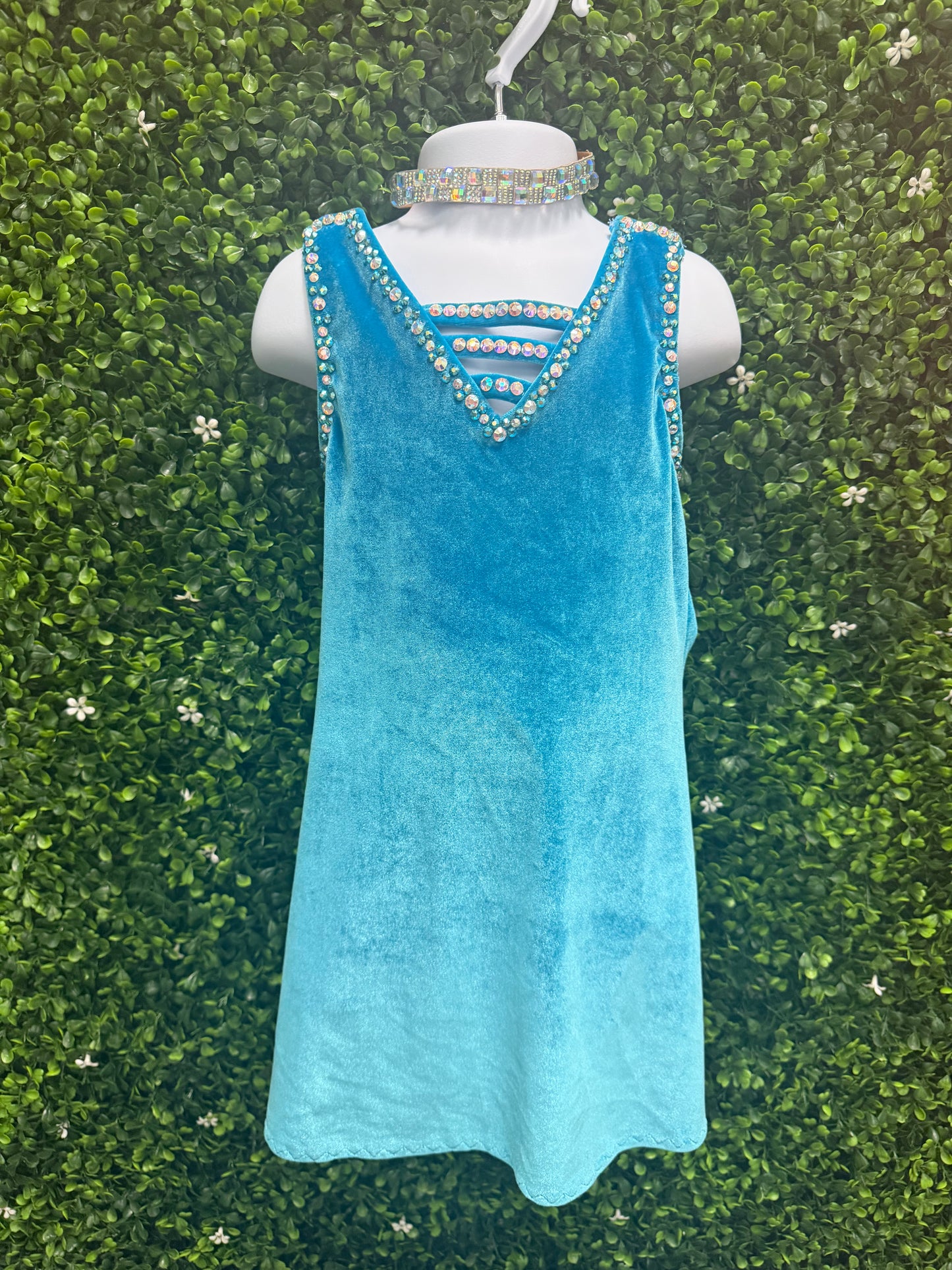 Child Small Blue Velvet Dress