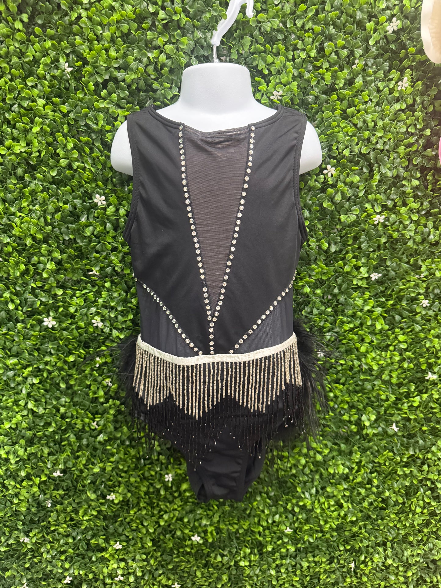 Child Medium Black and Silver Fringe Costume