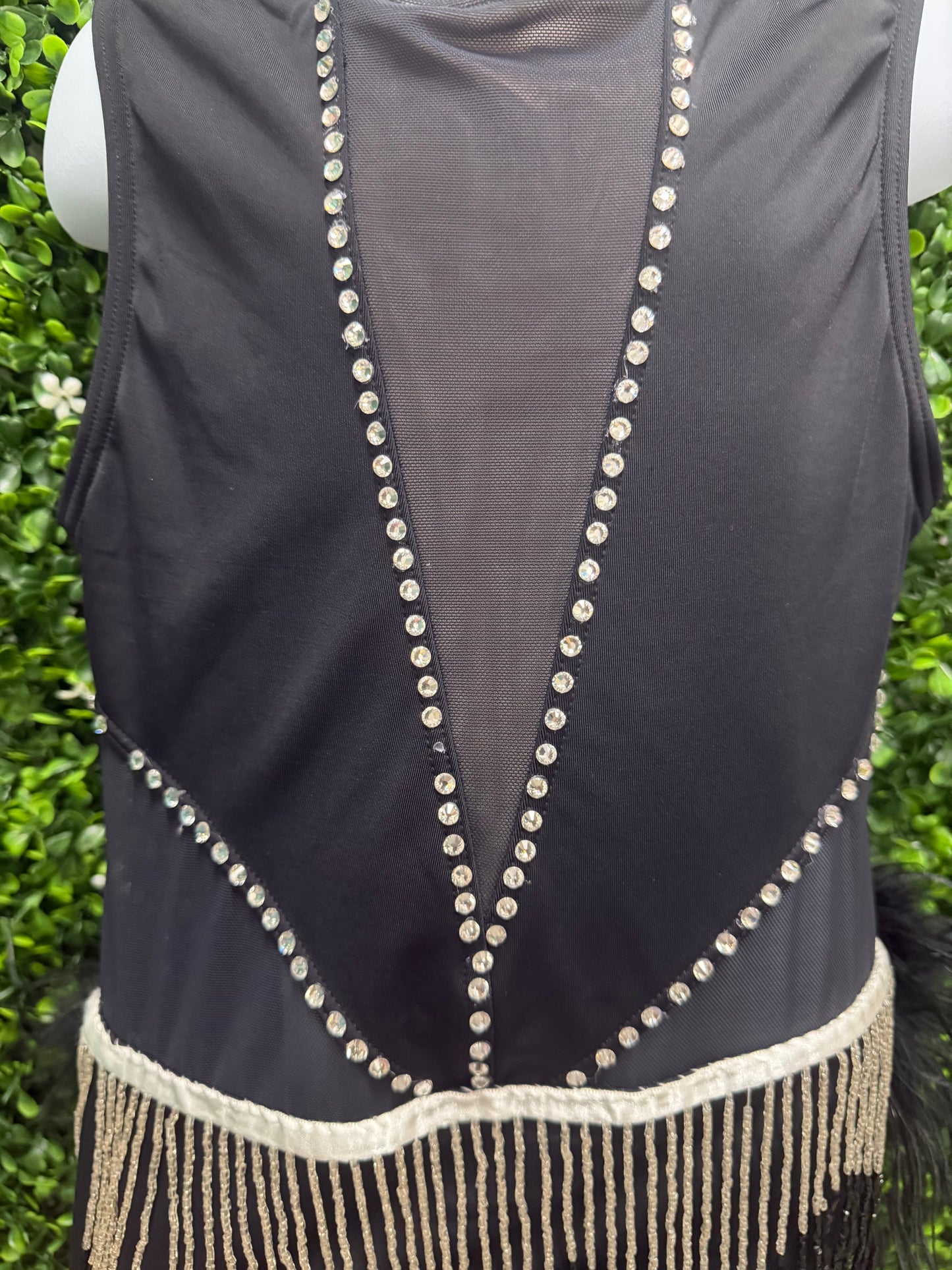 Child Medium Black and Silver Fringe Costume