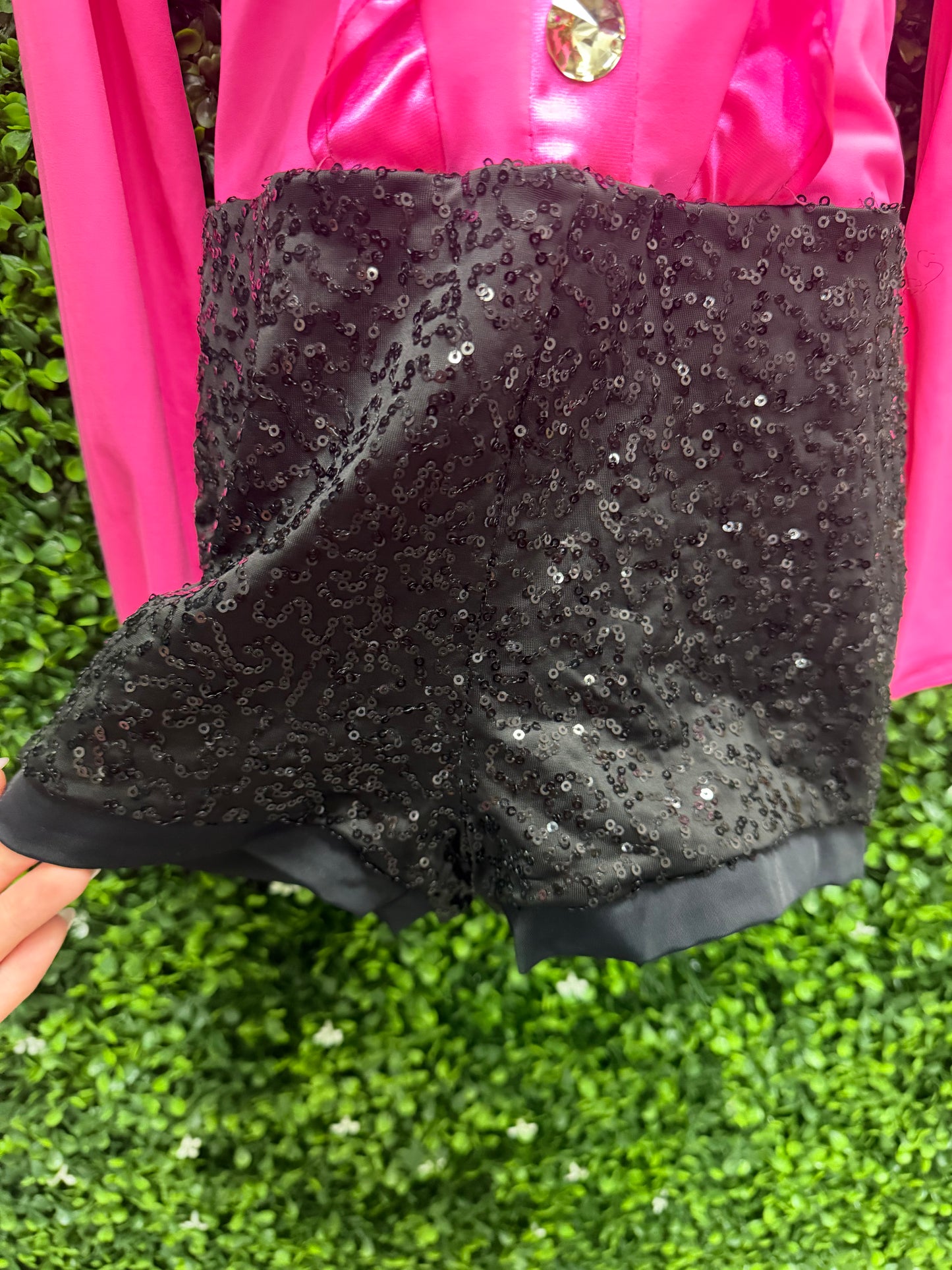 Child Medium Pink and Black Sequin Costume