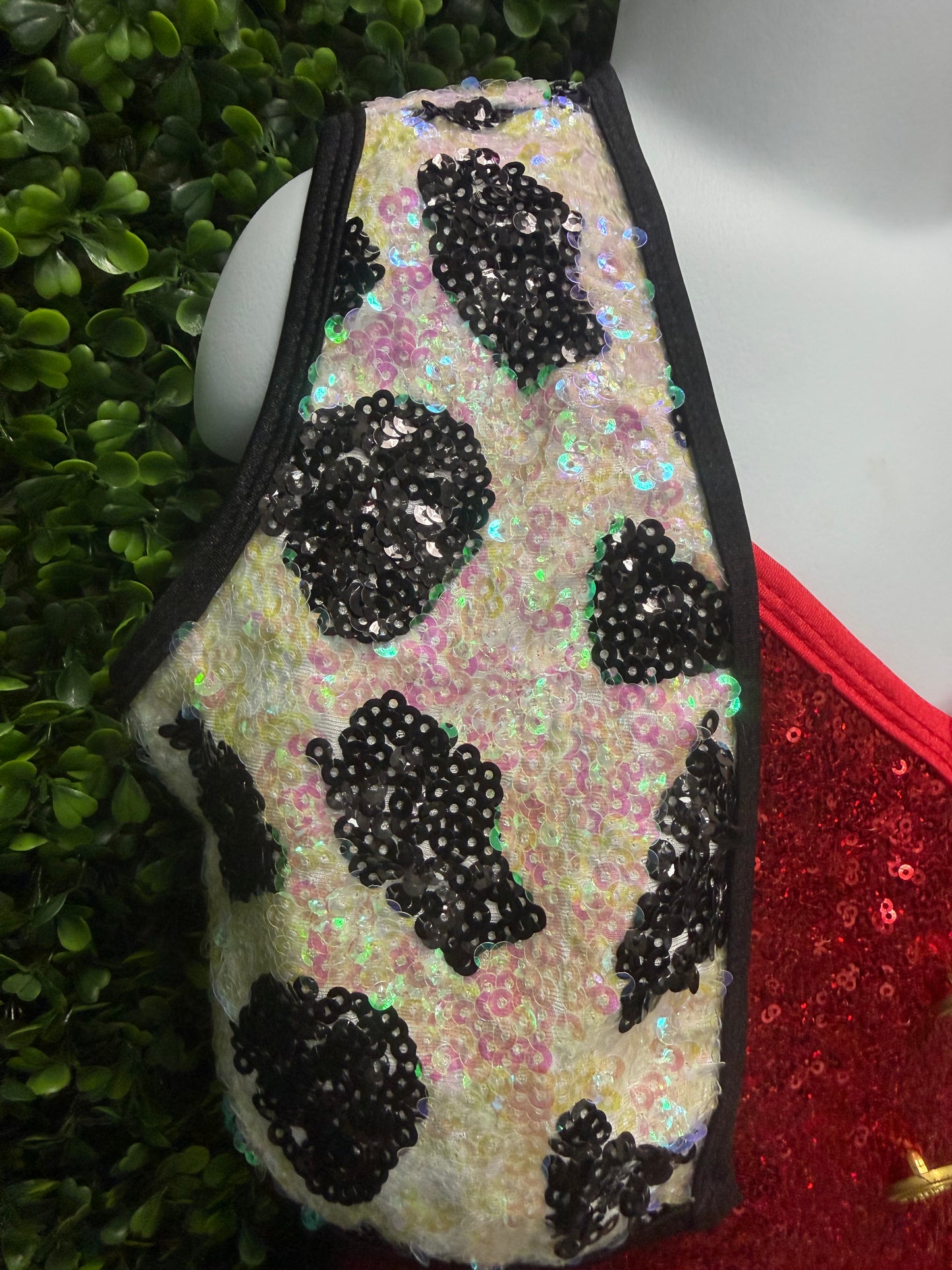 Child Medium Red Sequin Cowgirl Dance Costume with Gold Star Belt