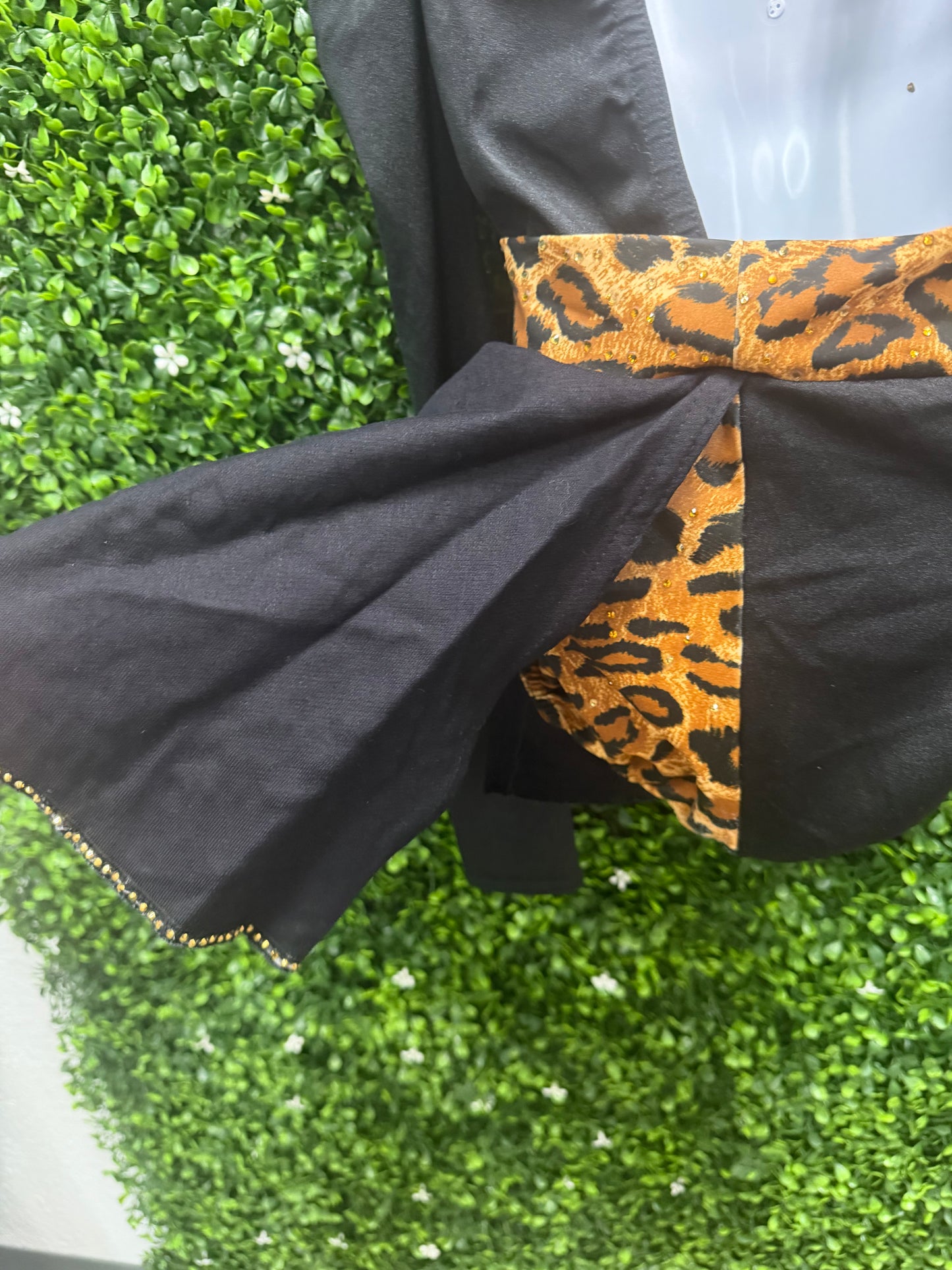 Child Medium Leopard Accent Black Dance Costume Set