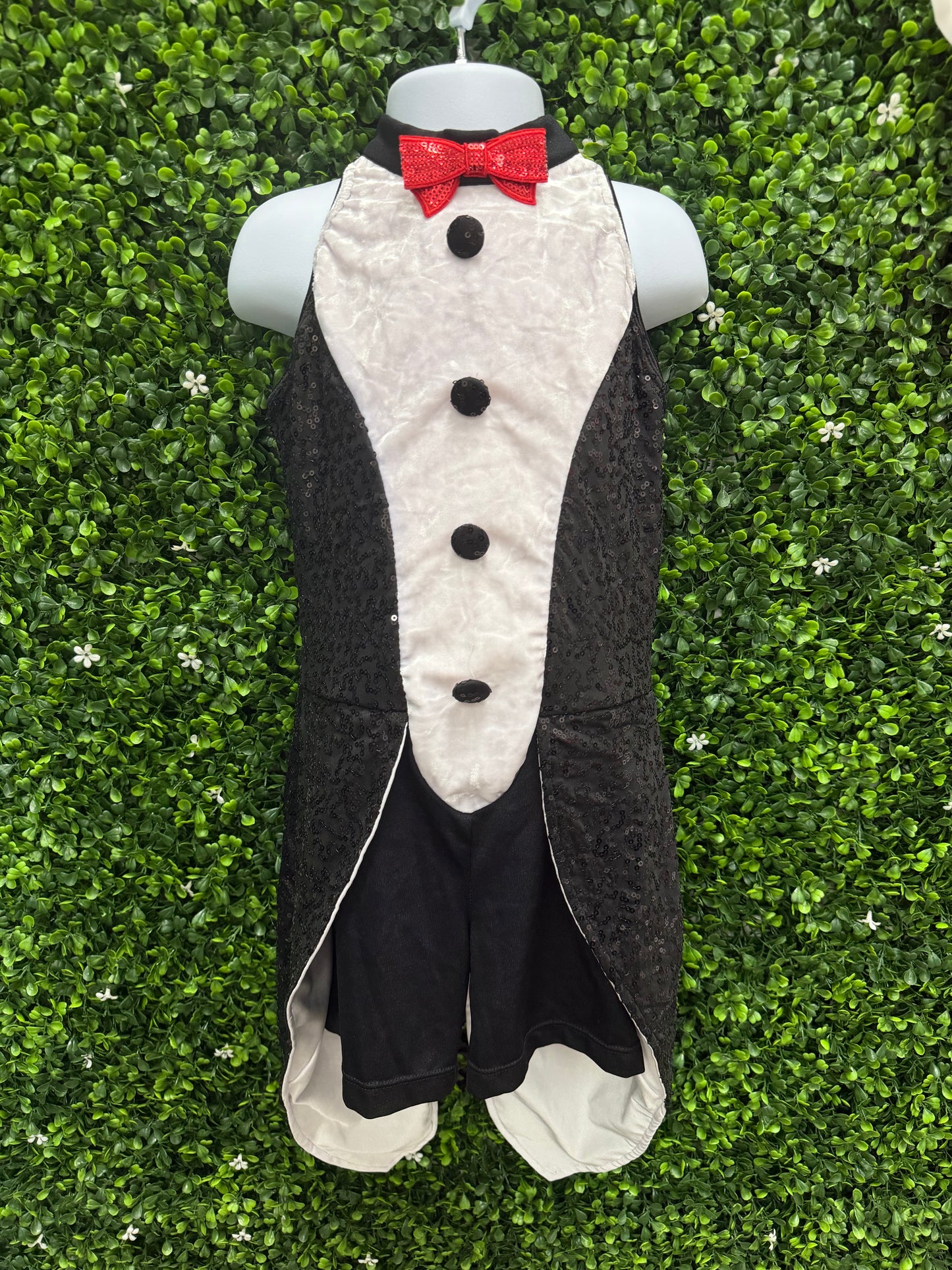 Child Medium Kids Tuxedo Dance Costume in Black, White & Red