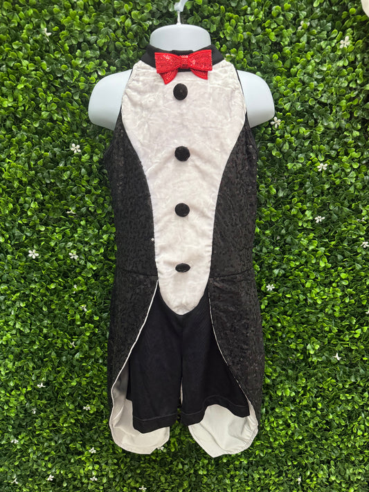 Child Medium Kids Tuxedo Dance Costume in Black, White & Red