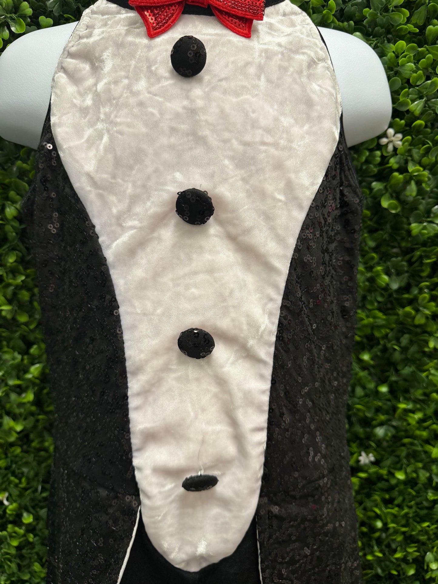 Child Medium Kids Tuxedo Dance Costume in Black, White & Red