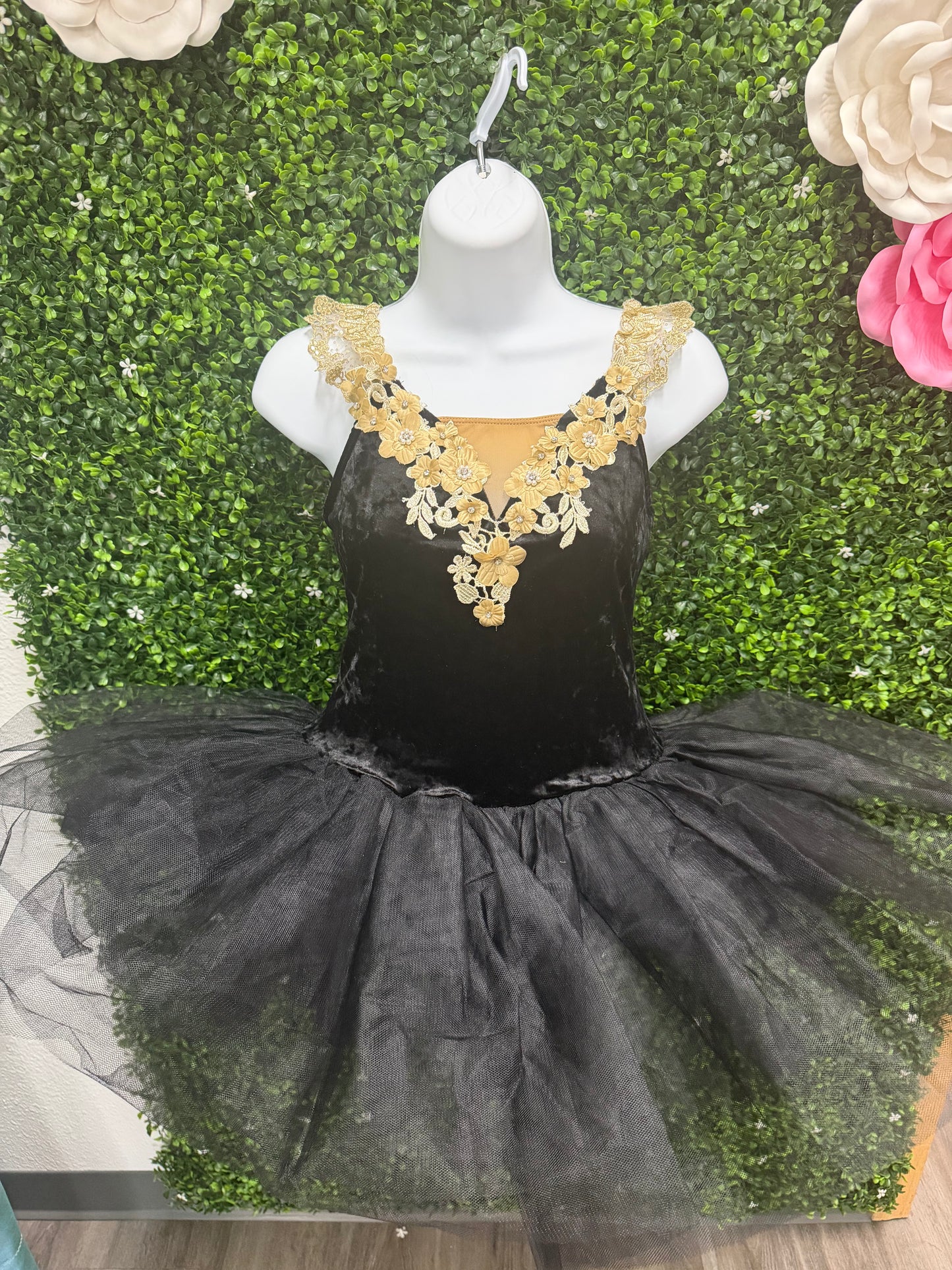 Child X-Large Black and Gold Ballet Tutu Costume