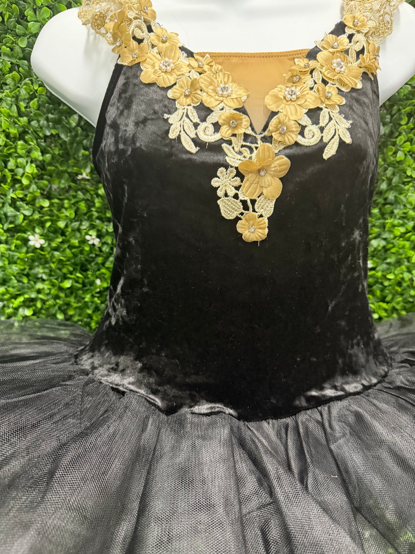 Child X-Large Black and Gold Ballet Tutu Costume