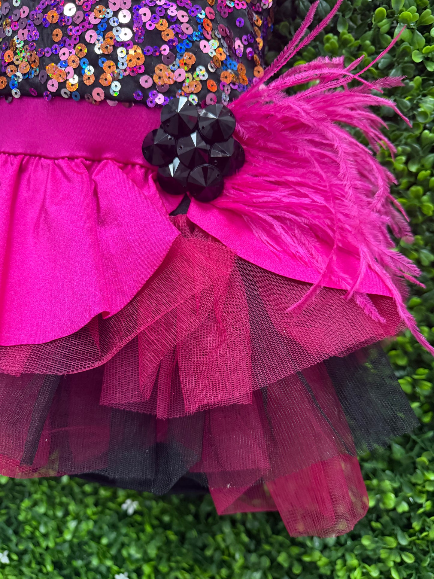Child Intermediate Hot Pink Multicolor Sequin Dance Costume