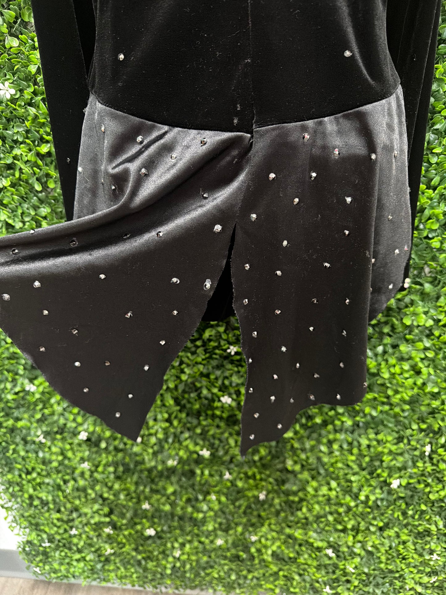 Child Large Black and Champagne Tuxedo Leotard with Bow