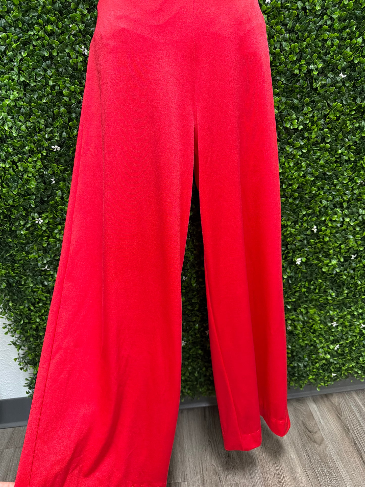 Adult Small Red Feathered Leotard and Pants