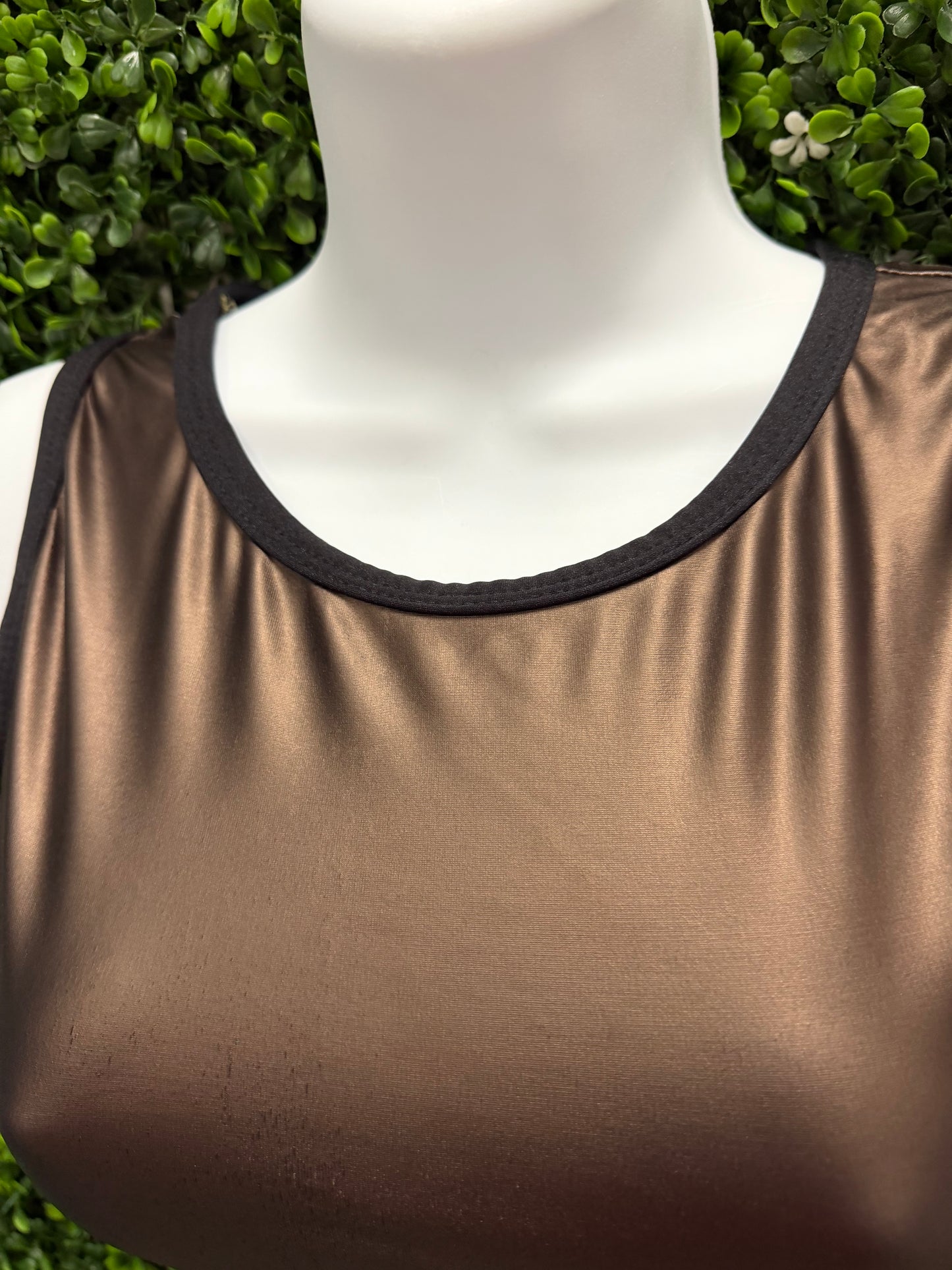 Adult Small Olive Green Pants with Metallic Bronze Crop Top