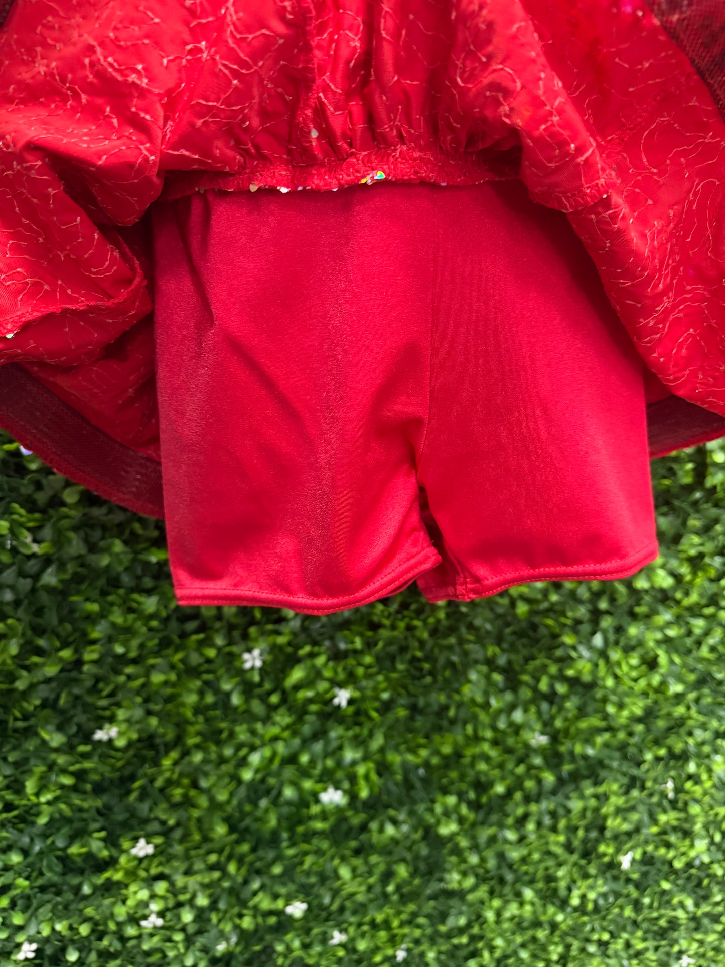 Child Small Red Silver Sequin Costume