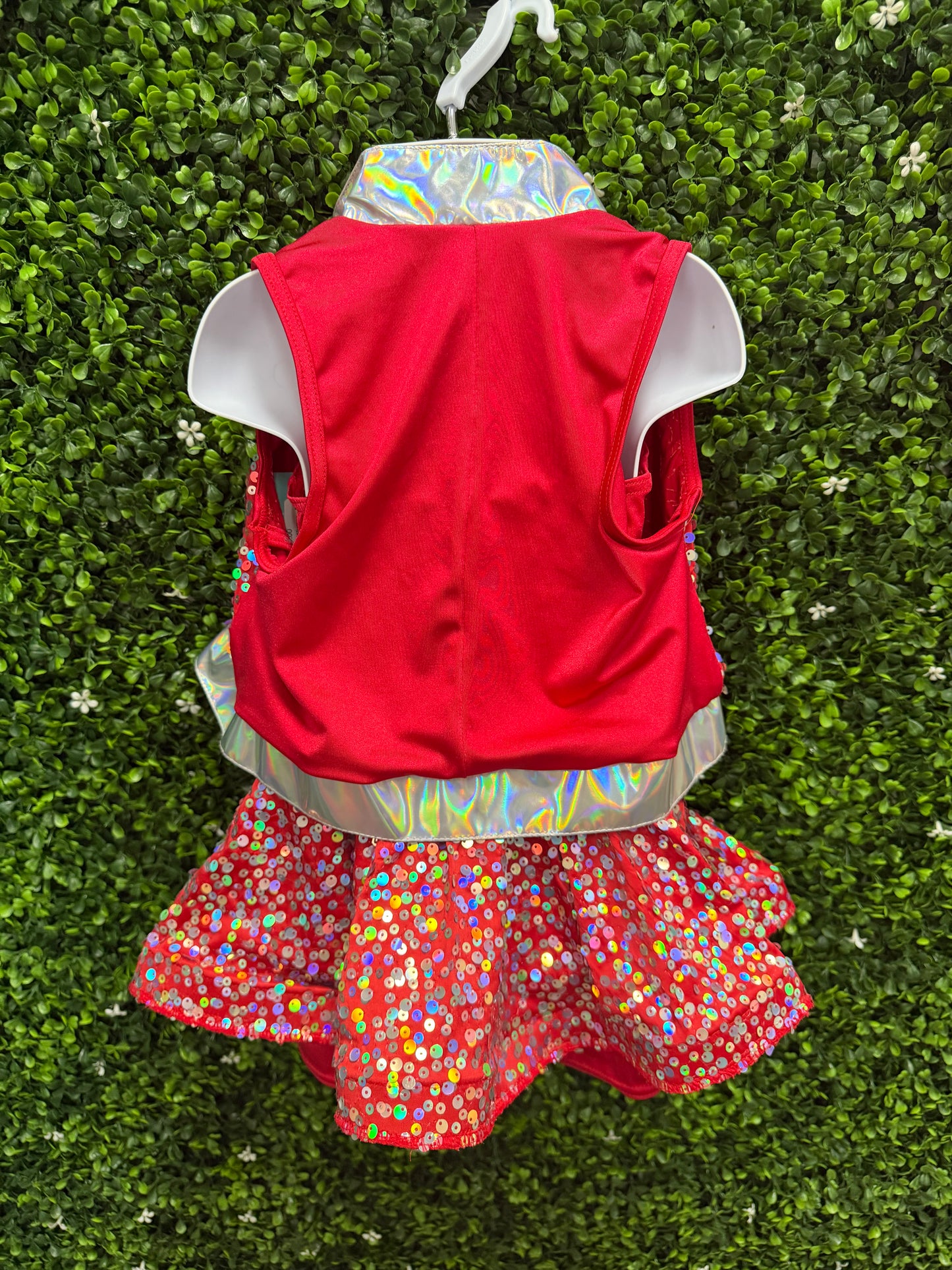 Child Small Red Silver Sequin Costume