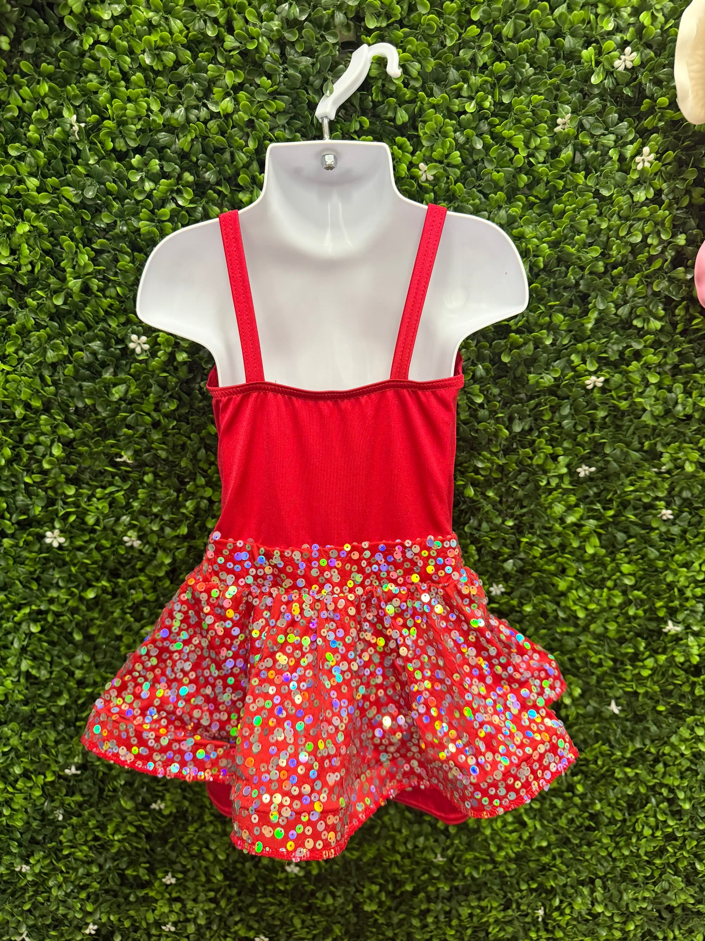 Child Small Red Silver Sequin Costume