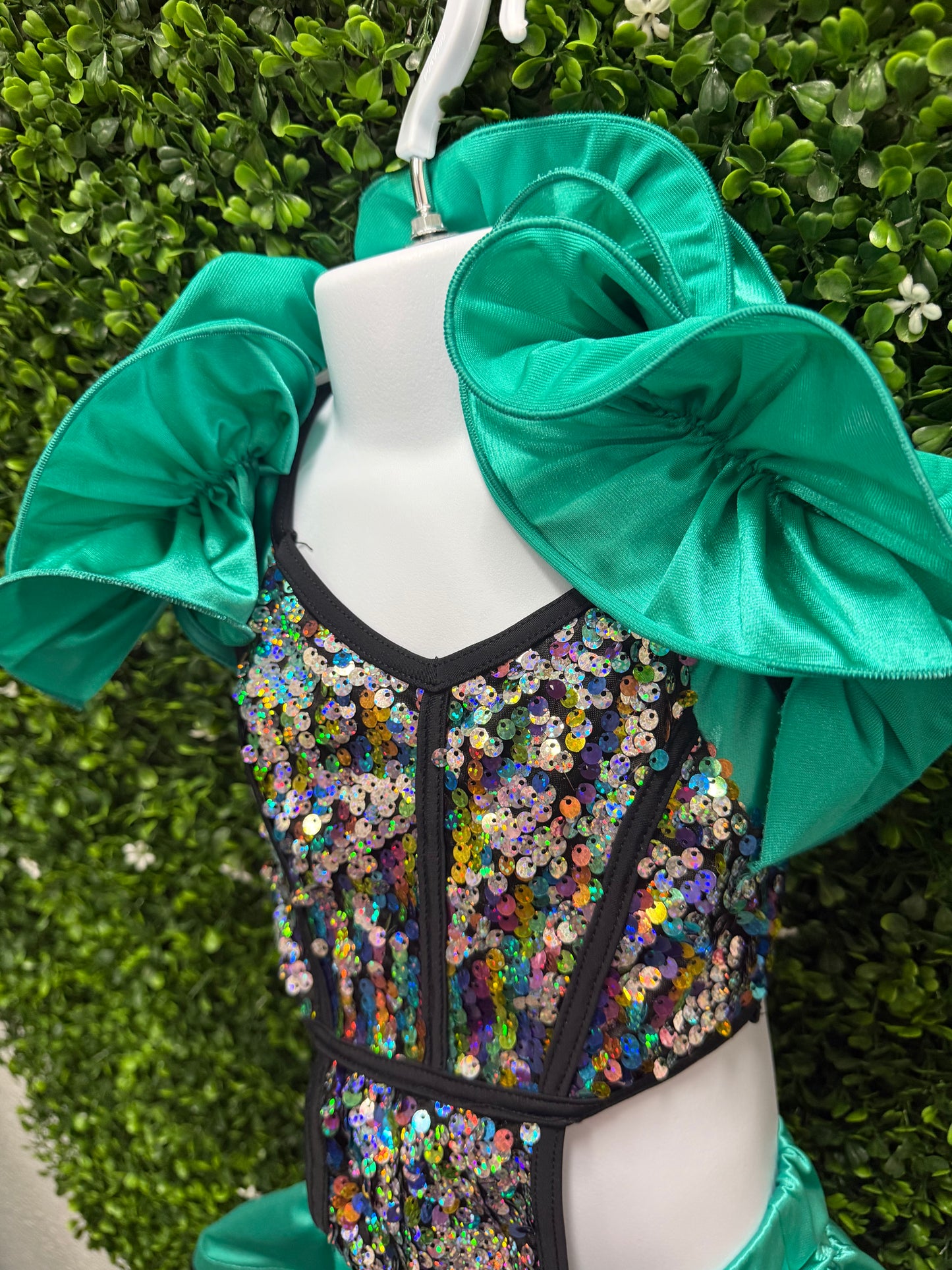 Child Small Teal Black Sequin Costume
