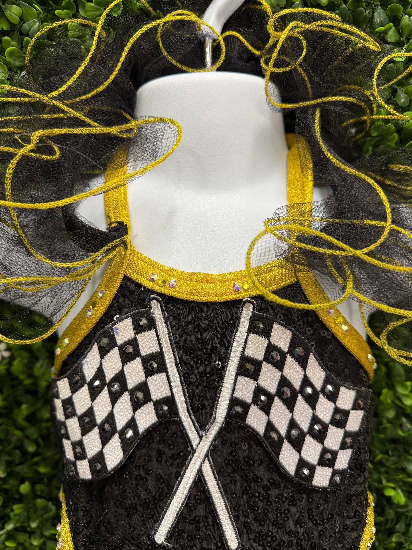 Child Small Black Gold Checkered Costume