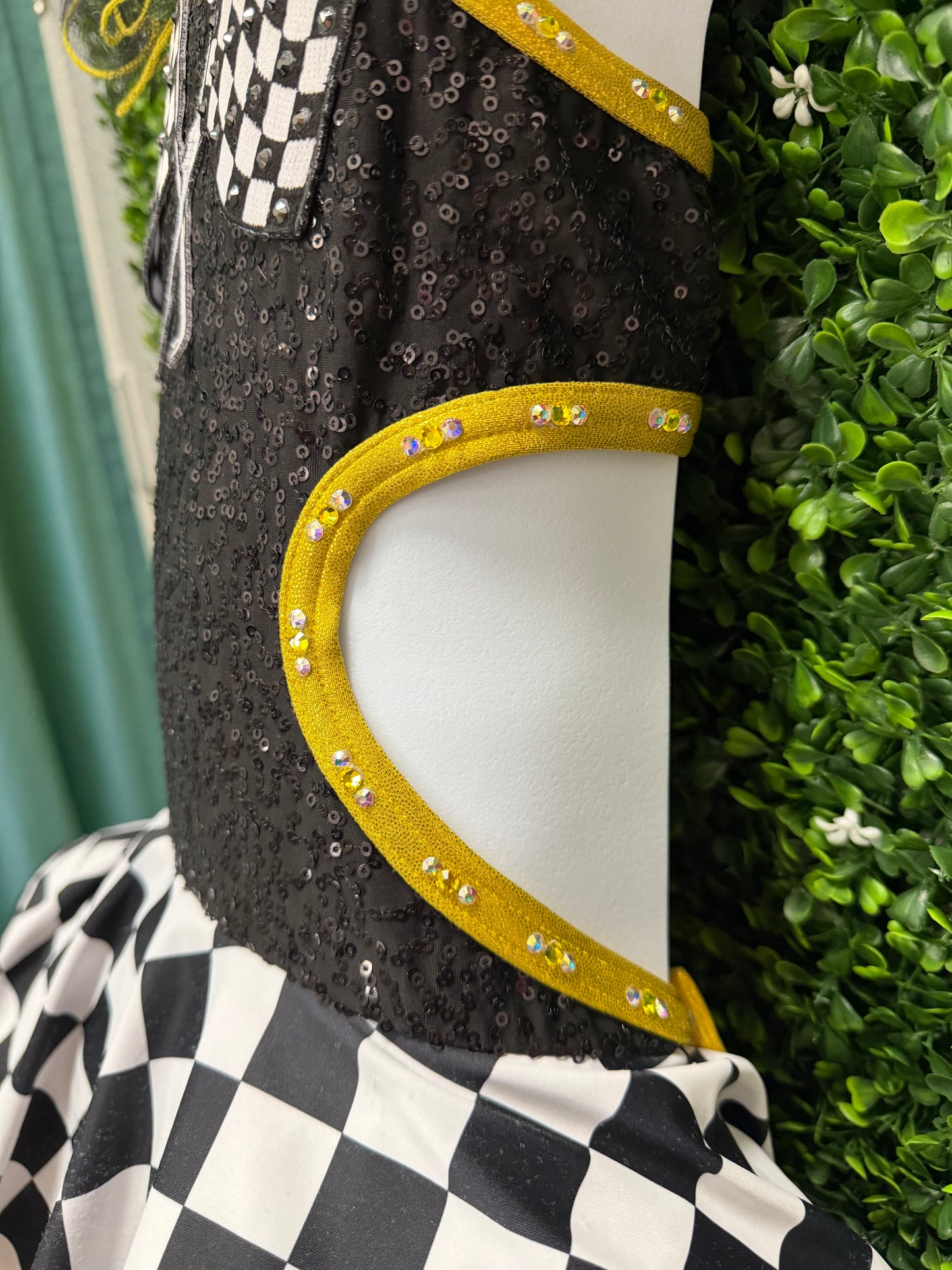 Child Small Black Gold Checkered Costume