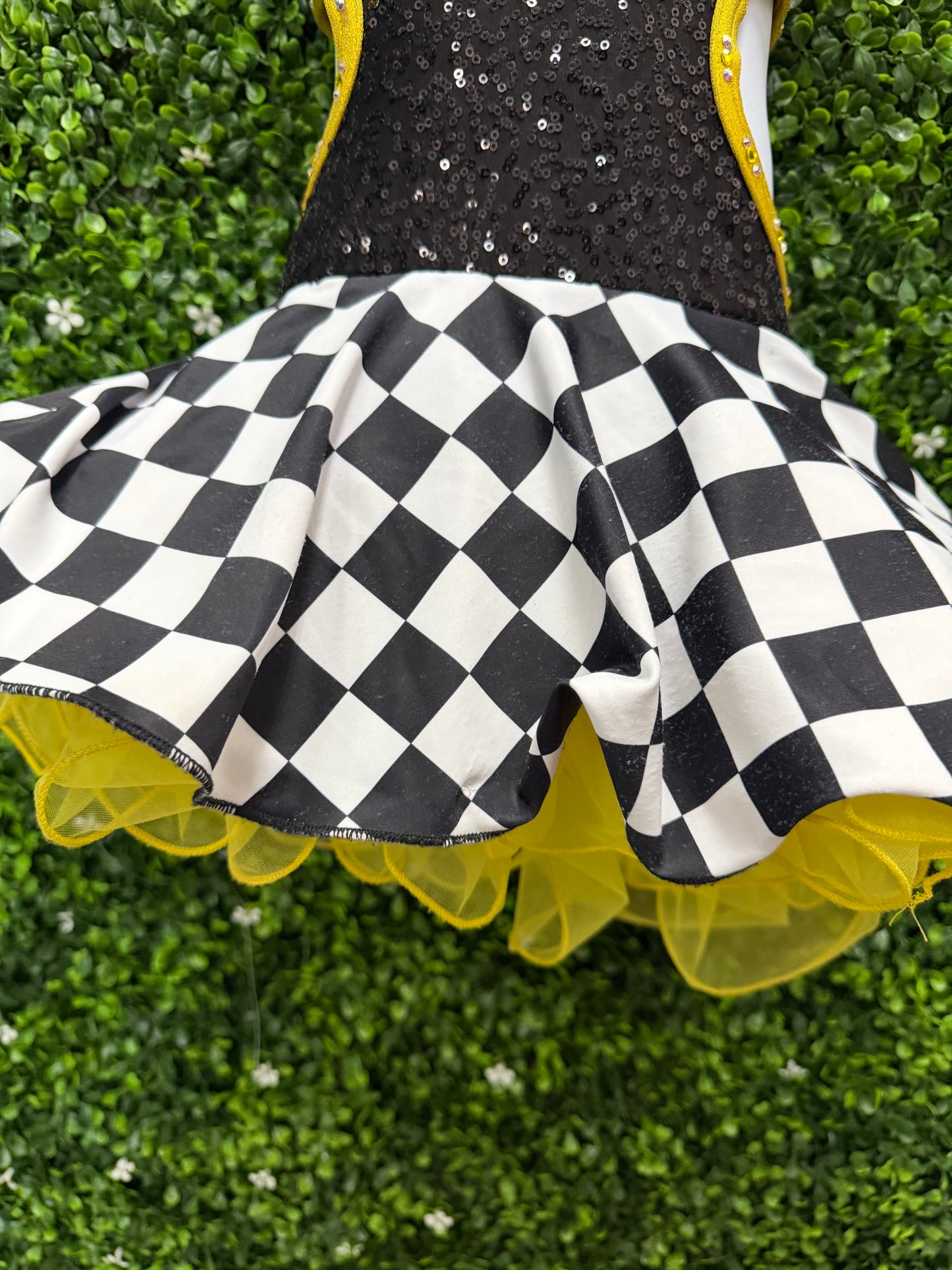 Child Small Black Gold Checkered Costume