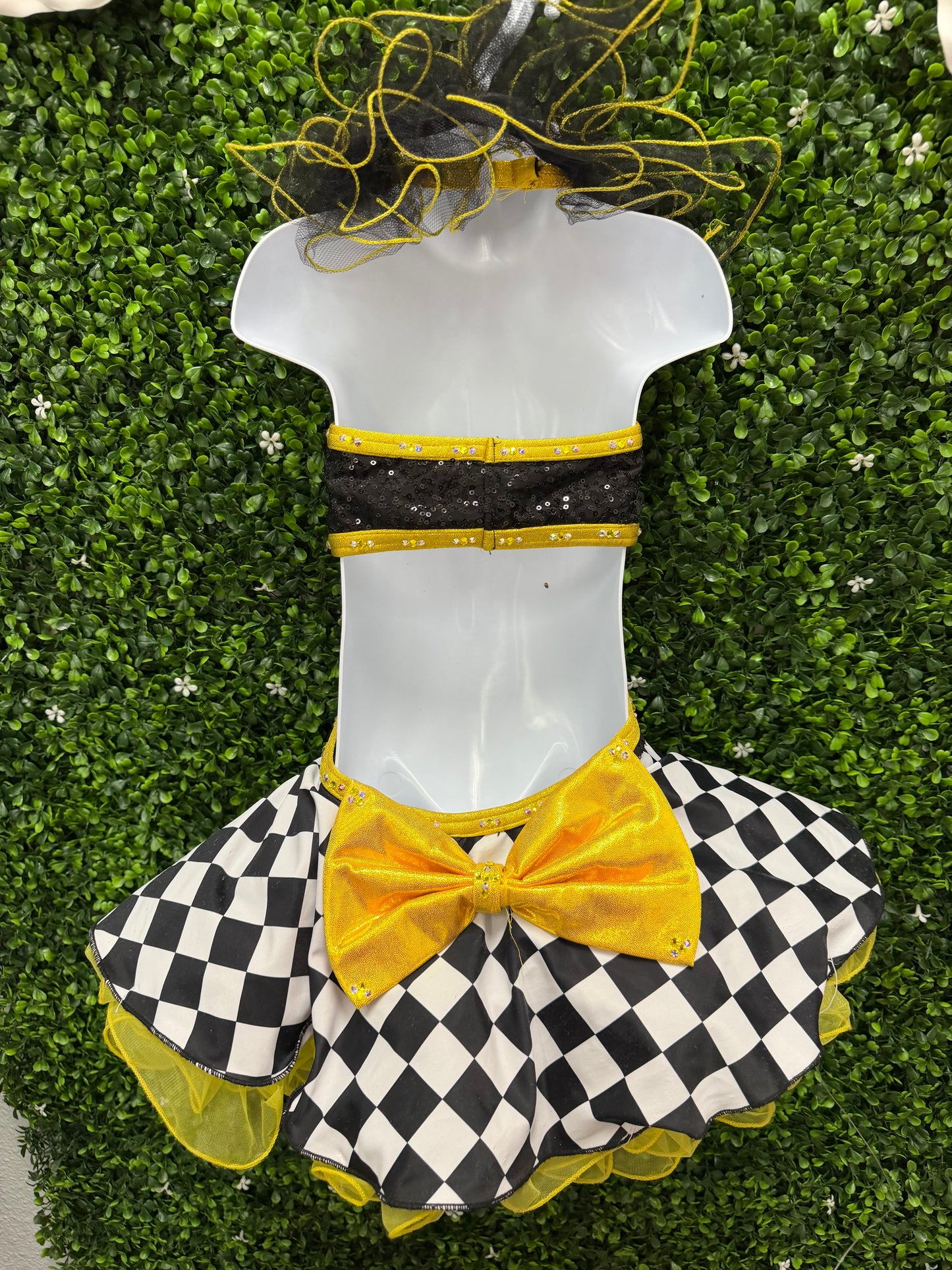 Child Small Black Gold Checkered Costume