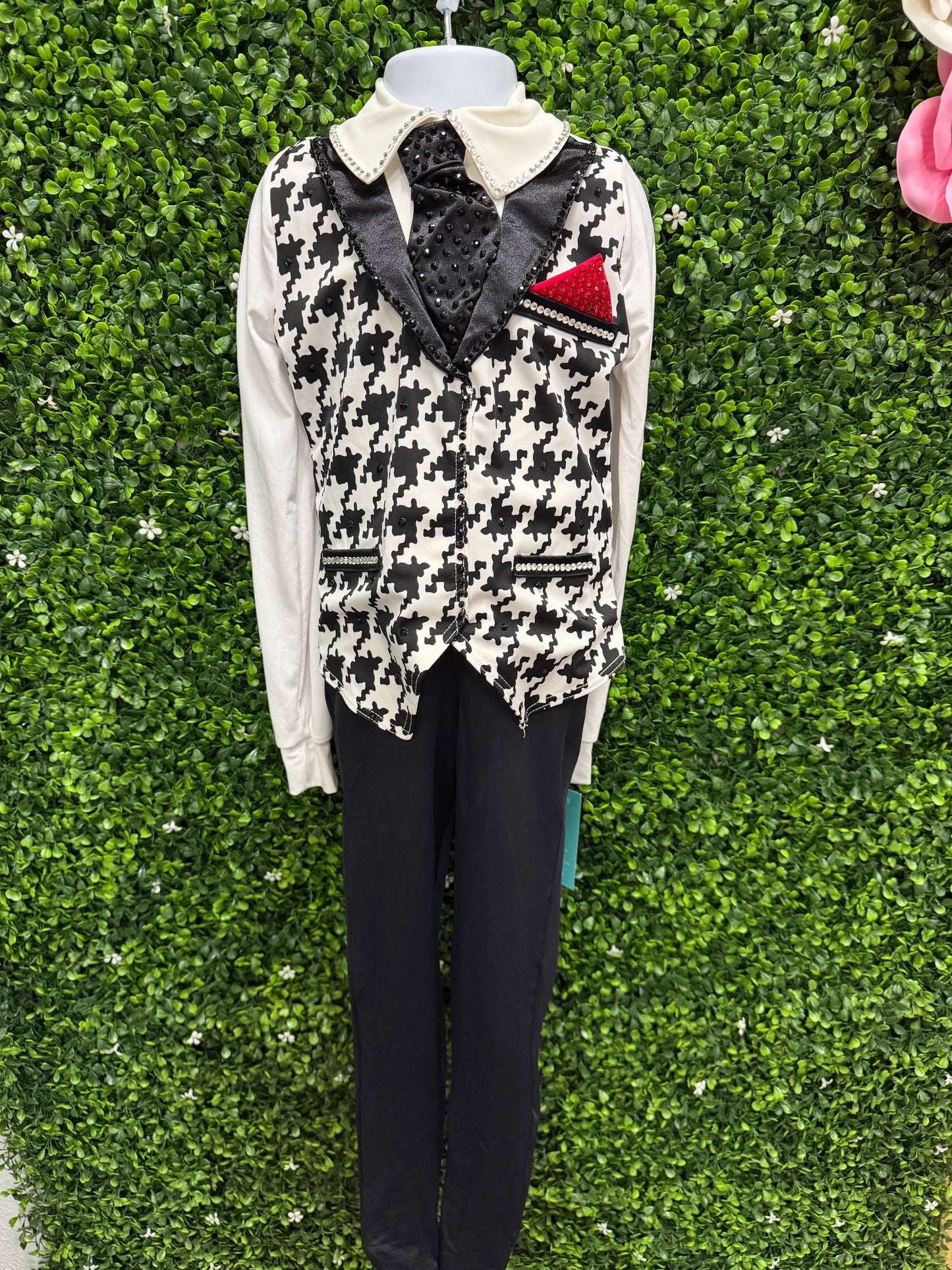 Child Small Black White Top Black Pants Costume