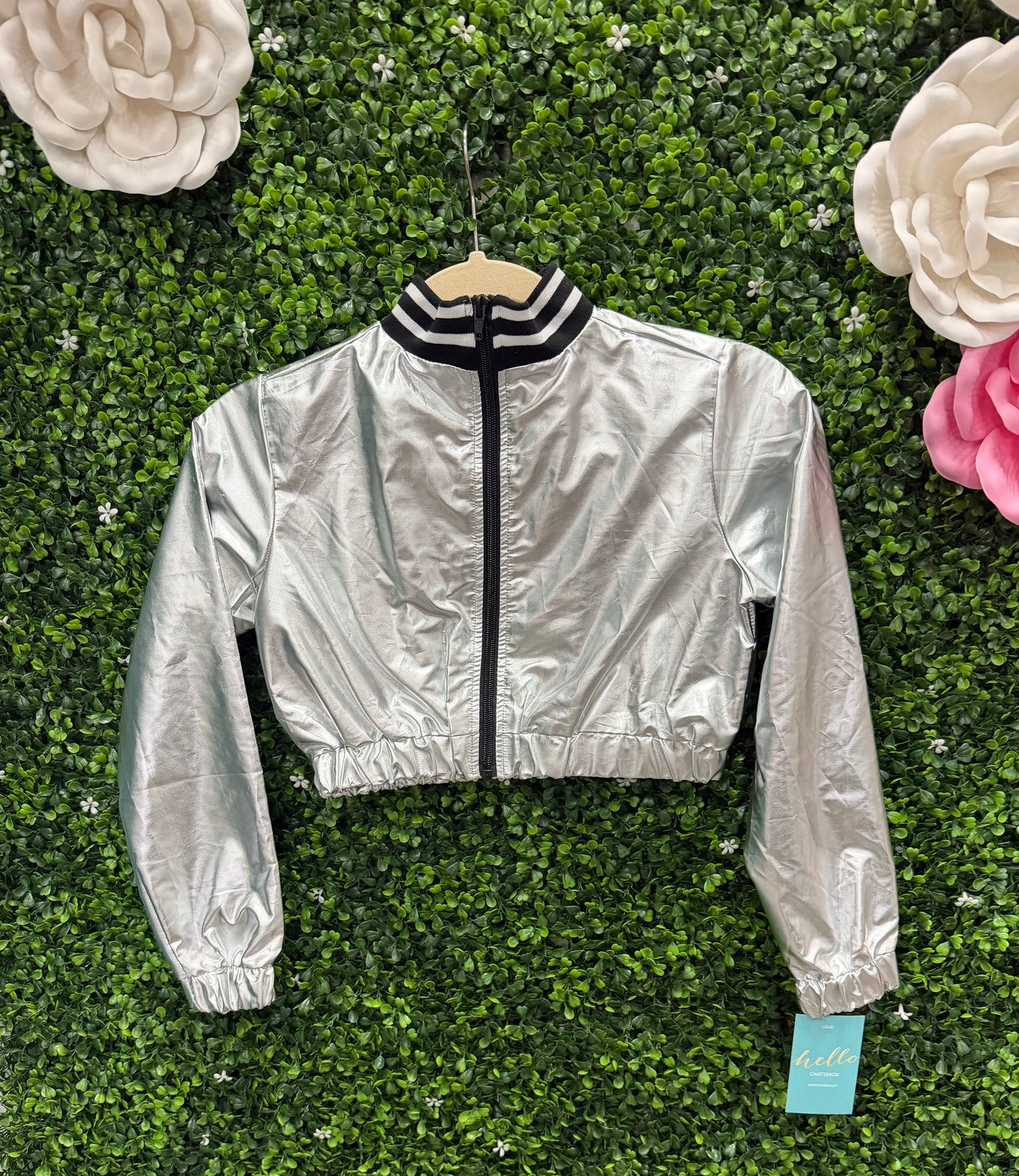 Child Intermediate Silver Crop Jacket