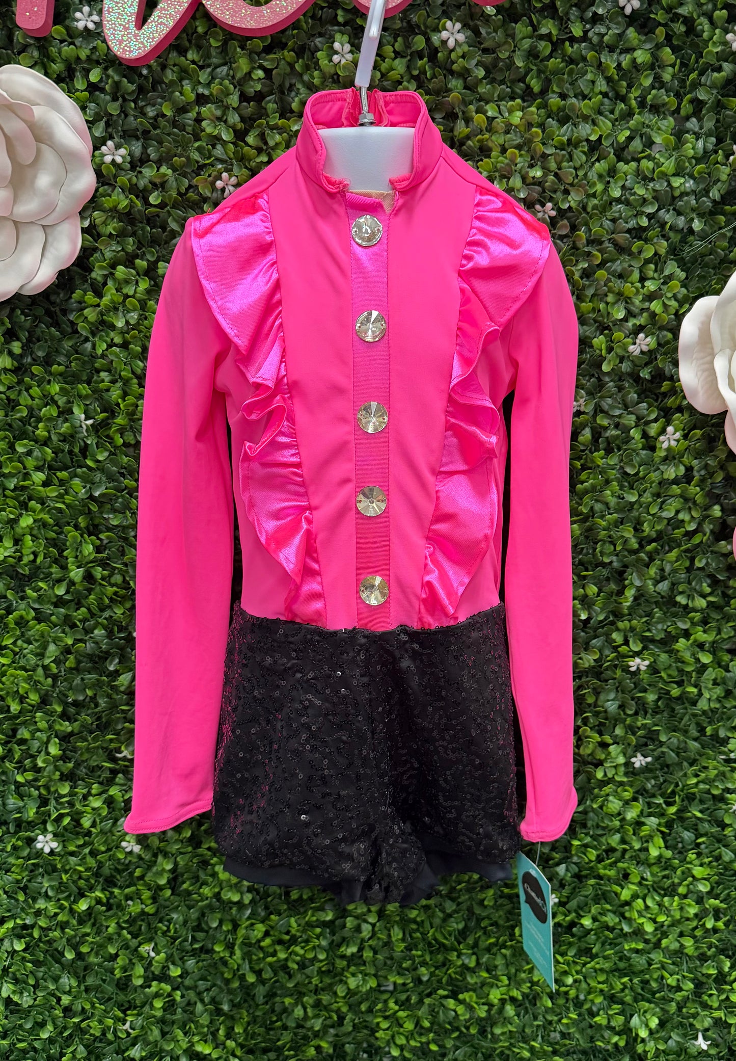 Child Intermediate Pink with Black Sequin Shorts