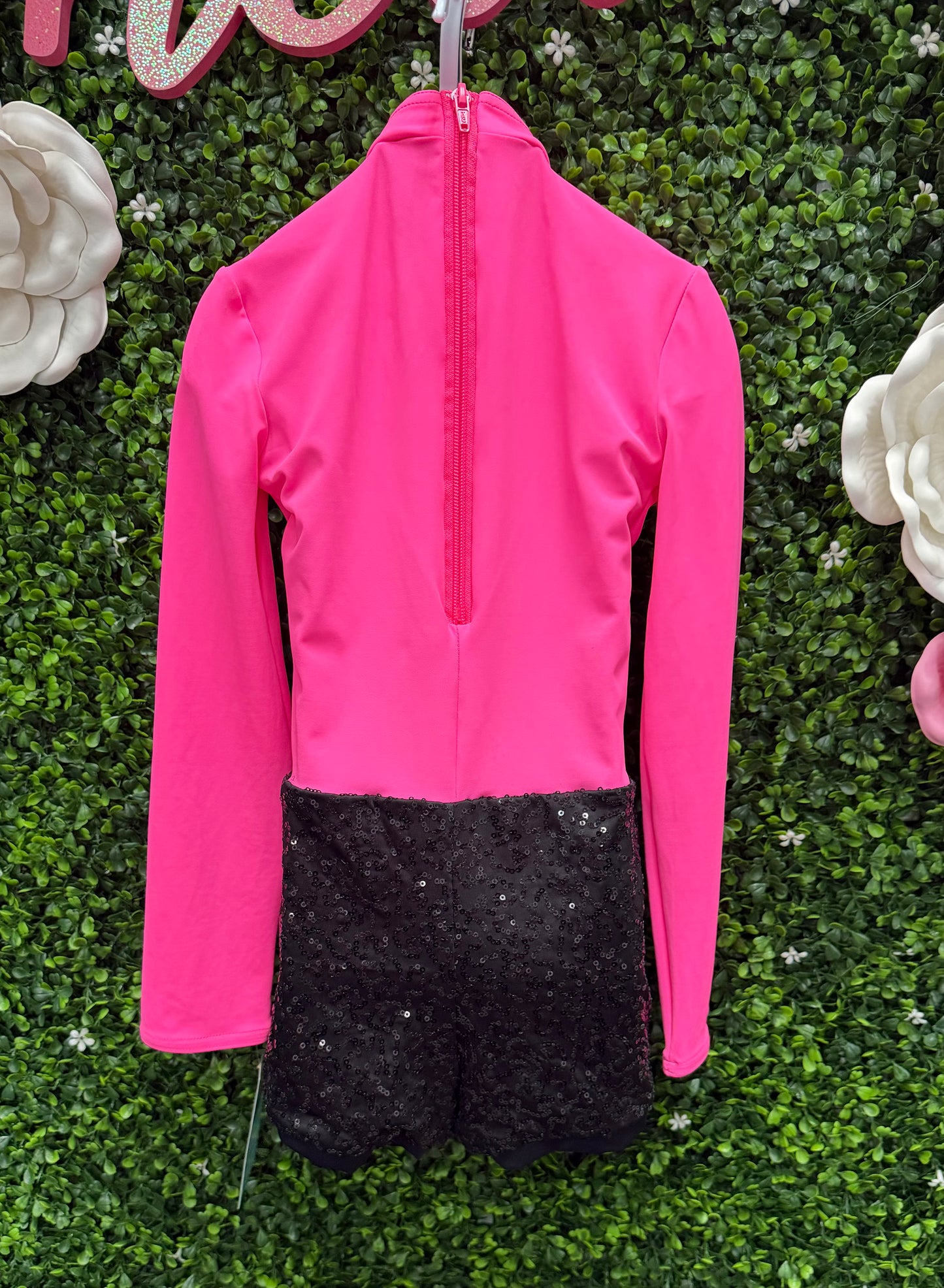 Child Intermediate Pink with Black Sequin Shorts