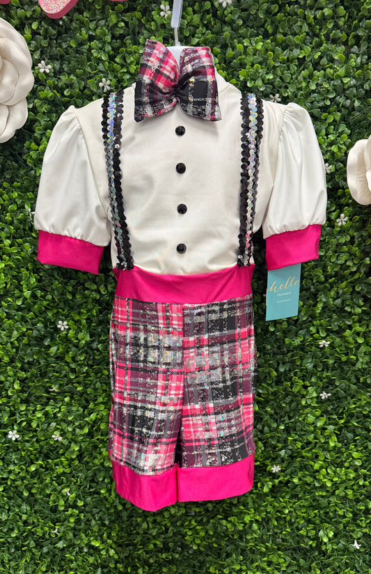 Child Intermediate Pink/Black Suspender Costume