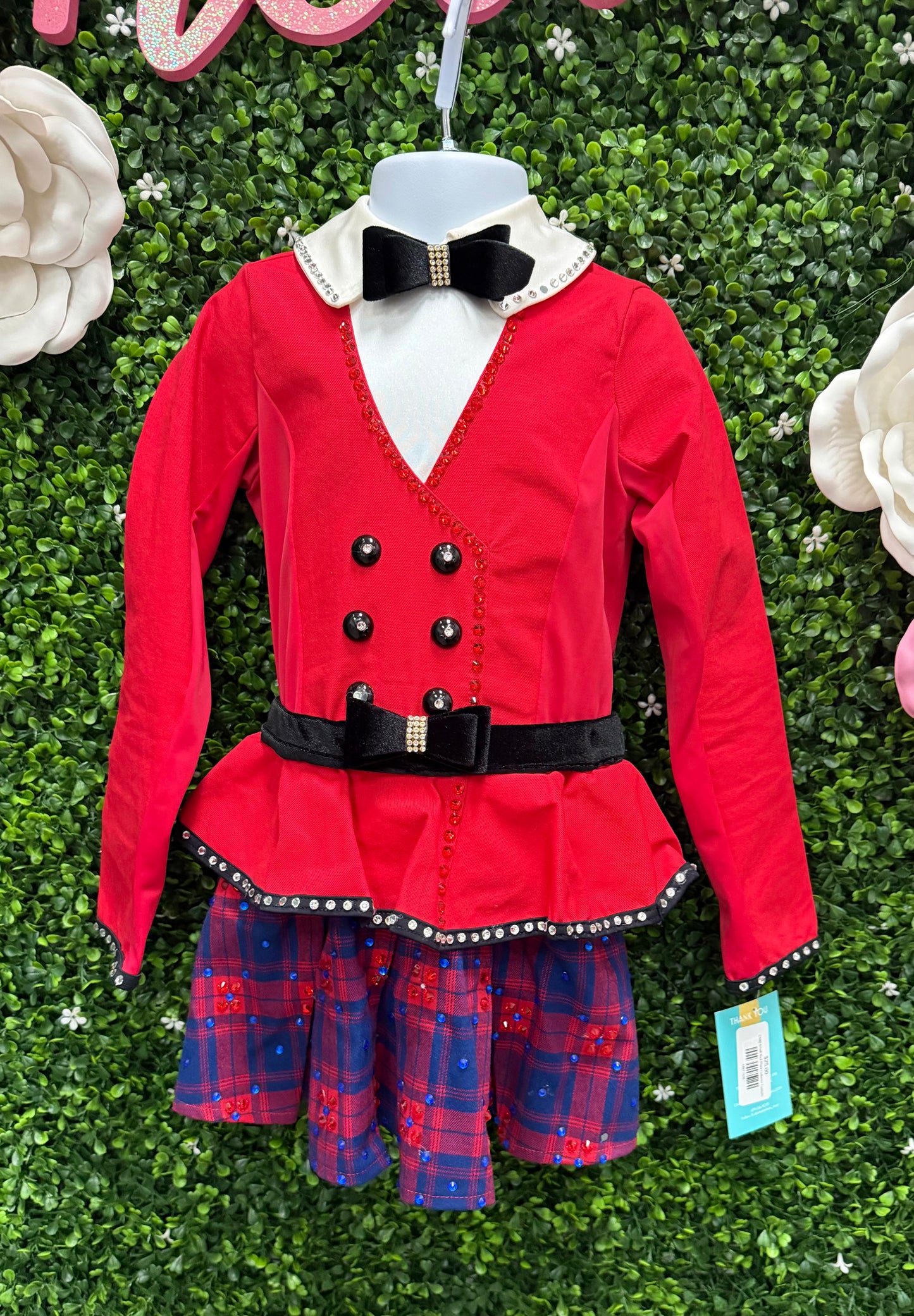 Child Small Red Plaid Collared Costume