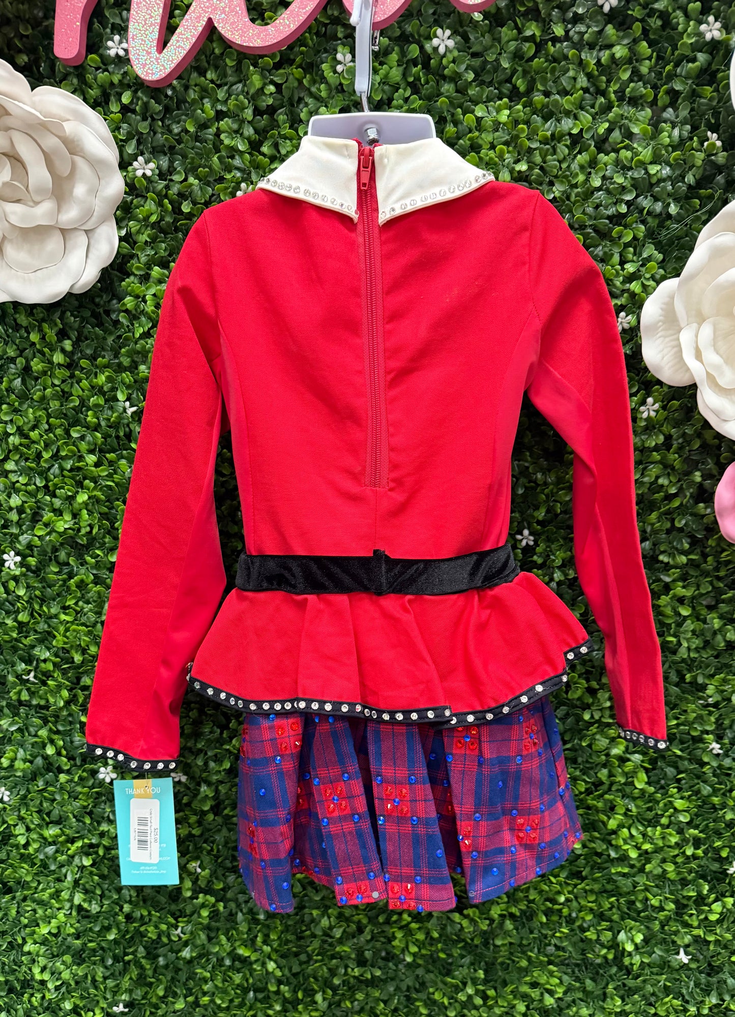 Child Small Red Plaid Collared Costume