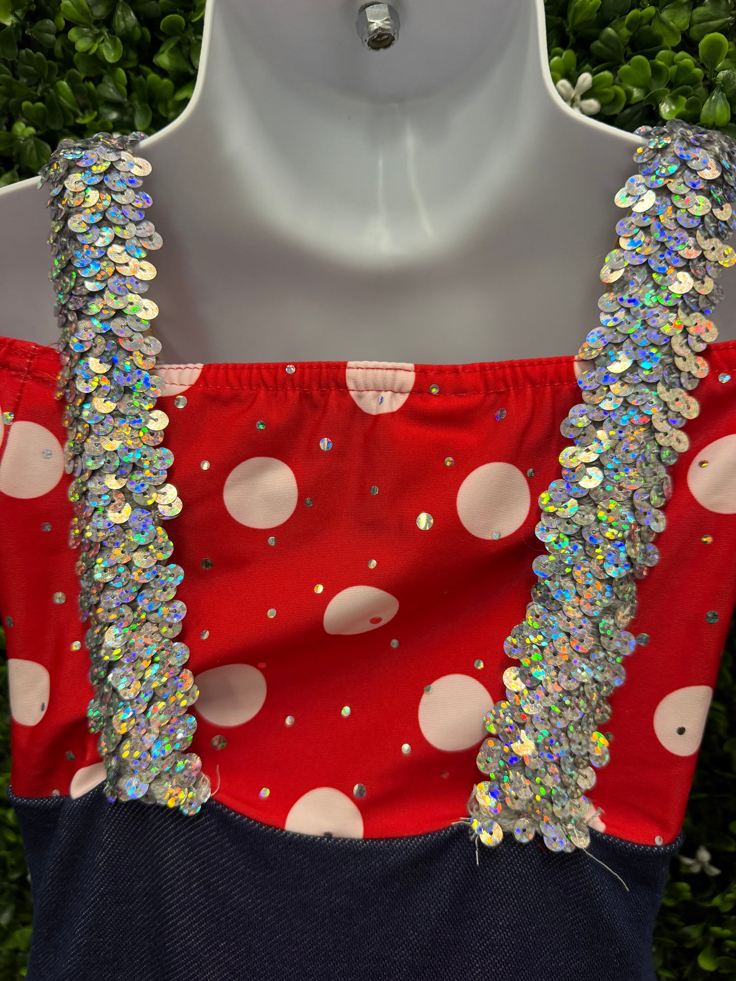 Child Small Red Denim Polkadot Costume