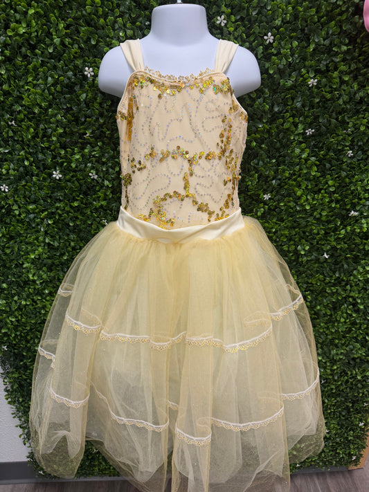 Child Medium Yellow Sequin Ballet Costume