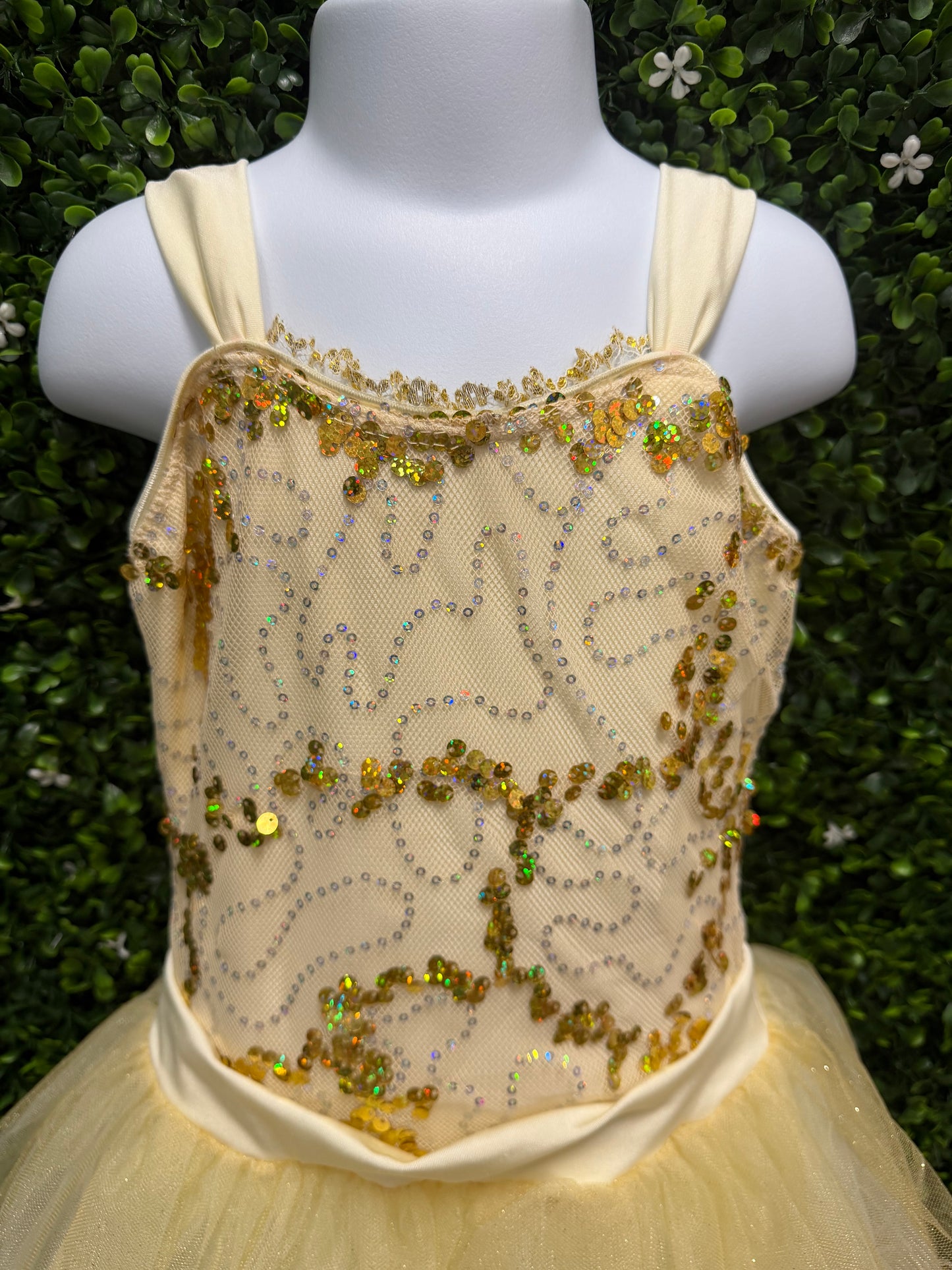 Child Medium Yellow Sequin Ballet Costume