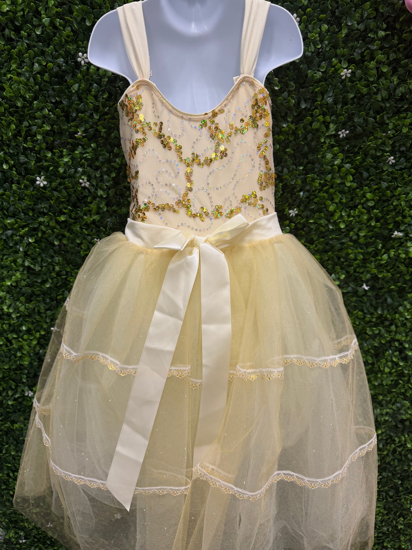 Child Medium Yellow Sequin Ballet Costume