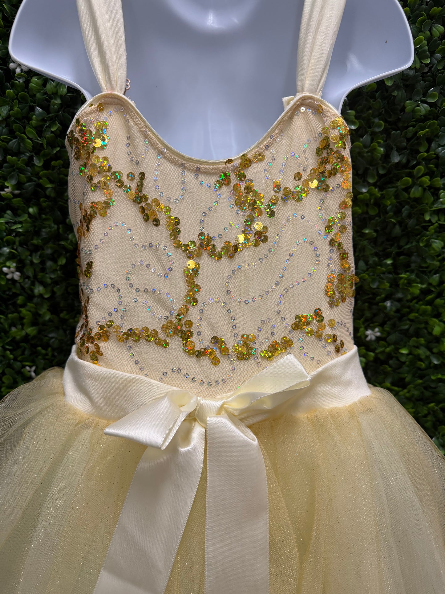 Child Medium Yellow Sequin Ballet Costume