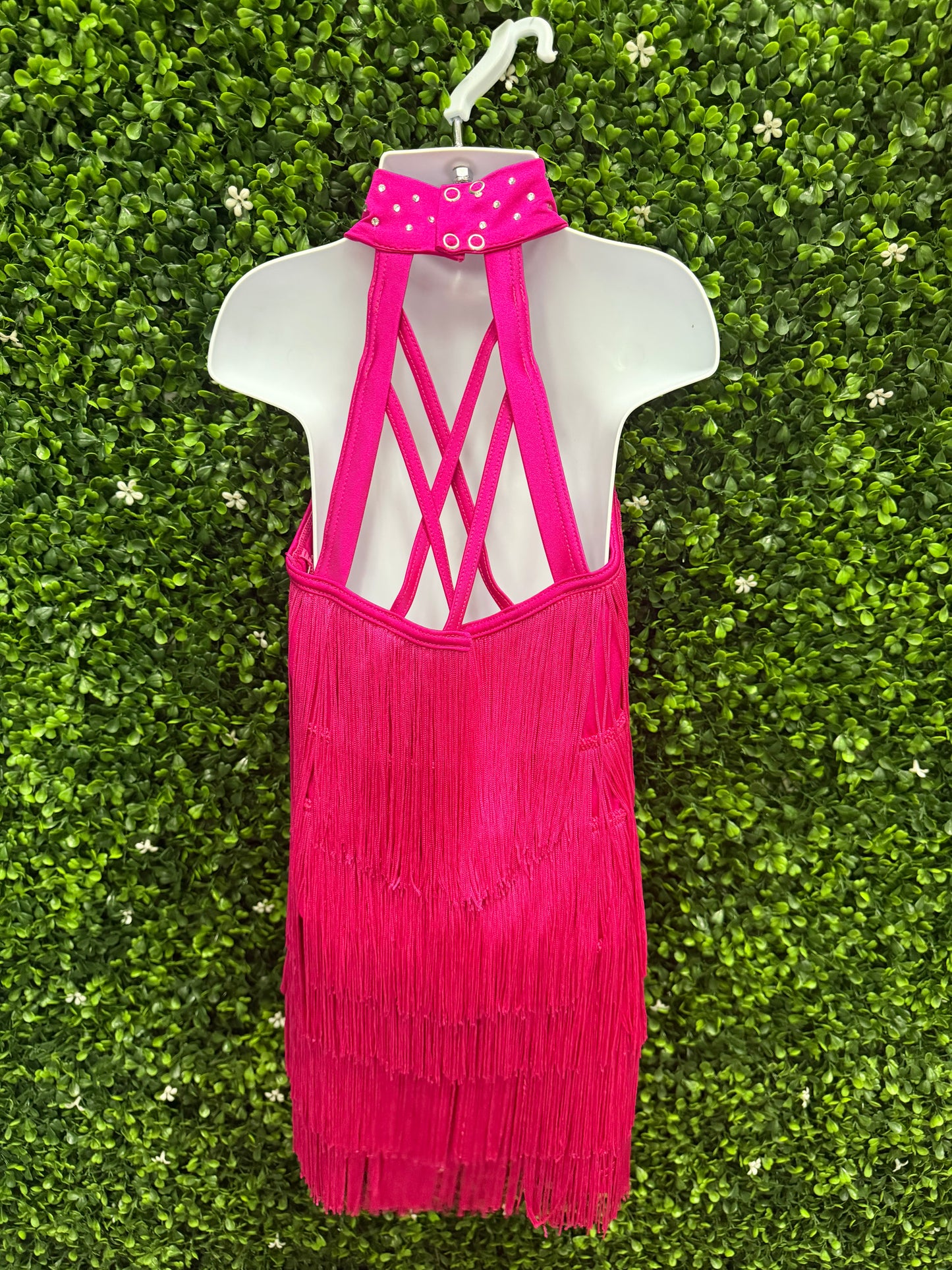 Child Medium Pink Fringe Biketard Costume