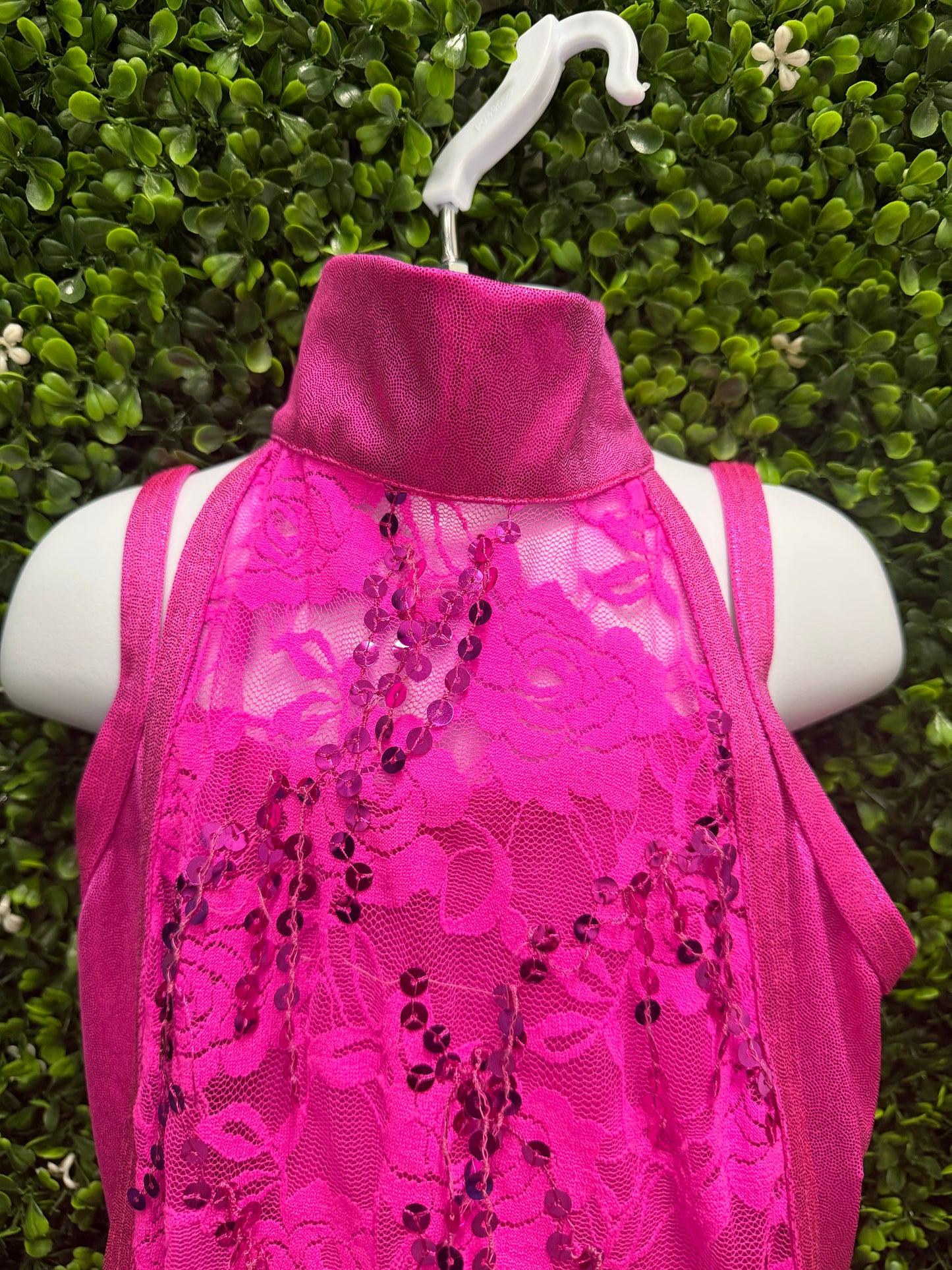 Child Medium Pink Sequin Biketard