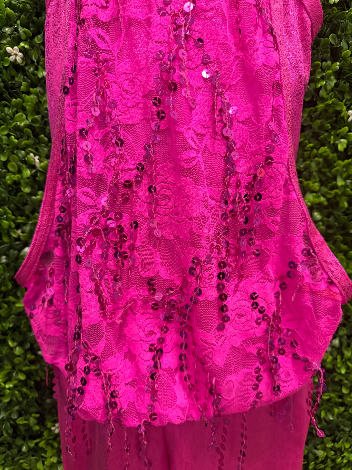 Child Medium Pink Sequin Biketard