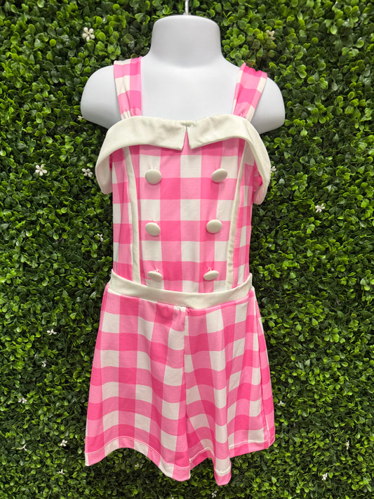 Child Medium Pink White Plaid Jumper Costume