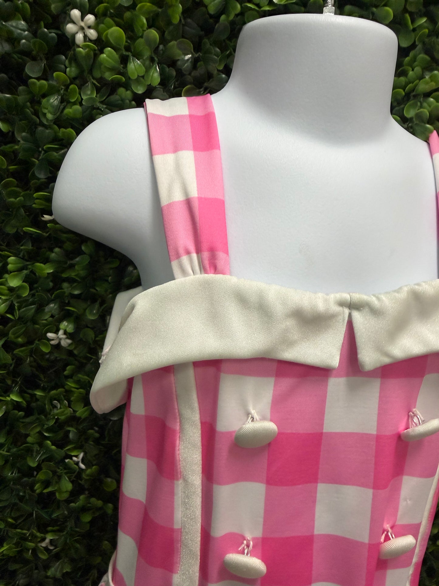 Child Medium Pink White Plaid Jumper Costume