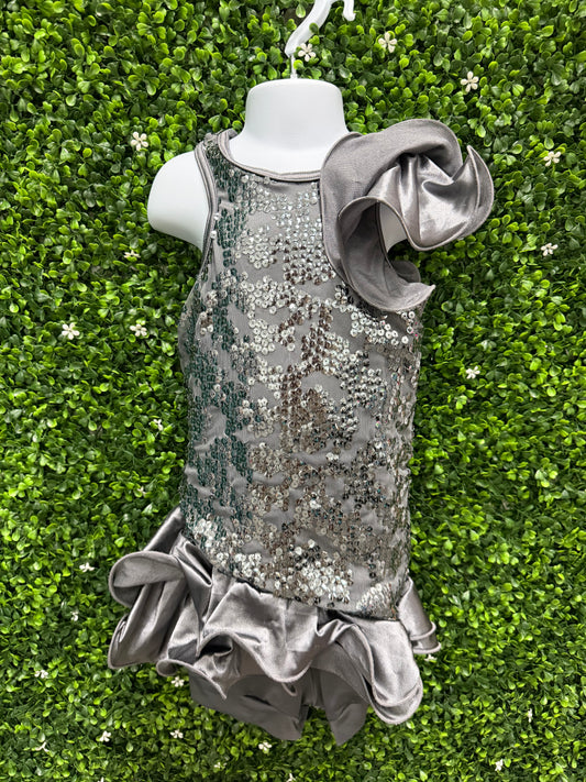 Child Medium Grey Sequin Ruffle Costume