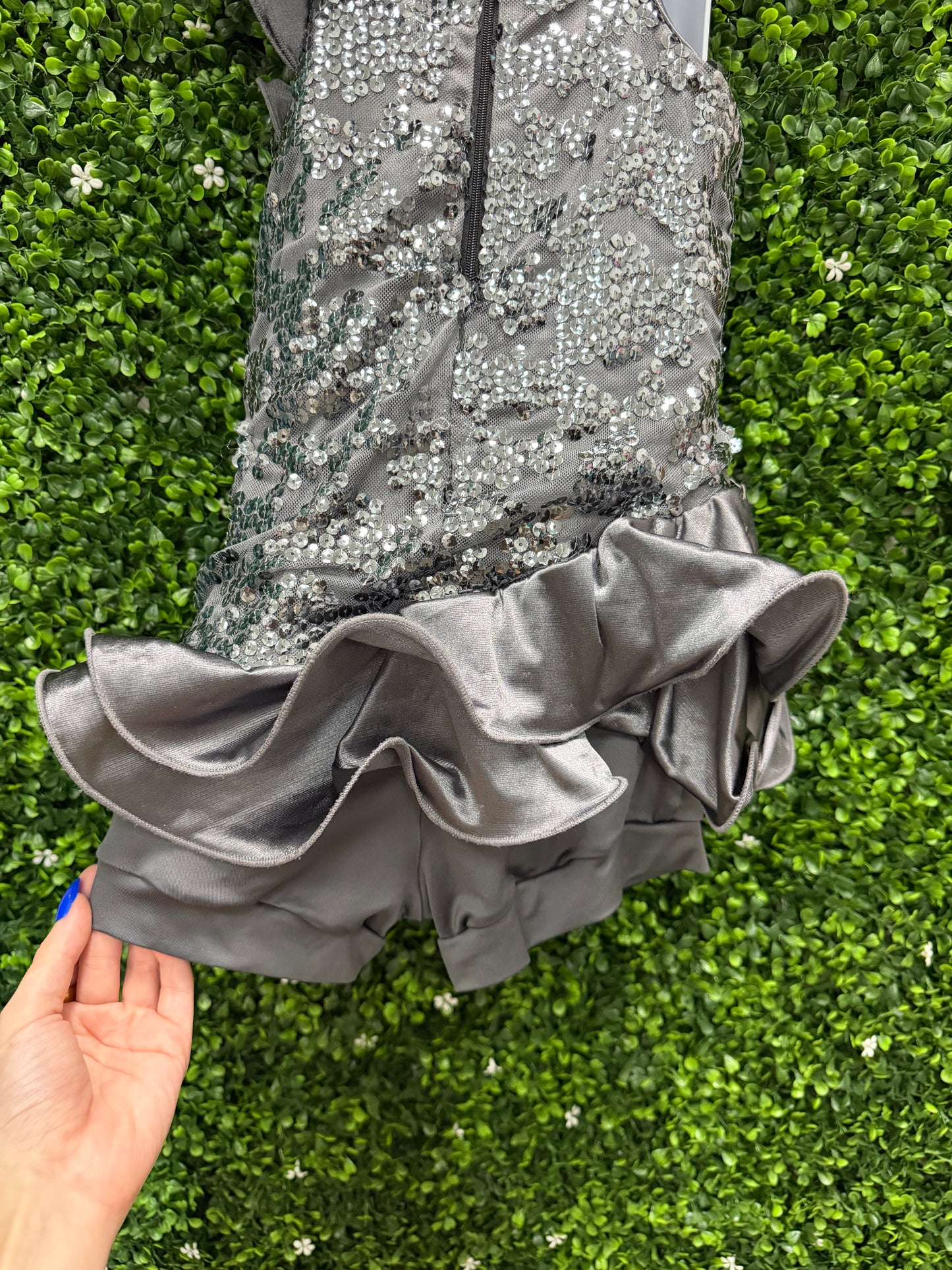 Child Medium Grey Sequin Ruffle Costume