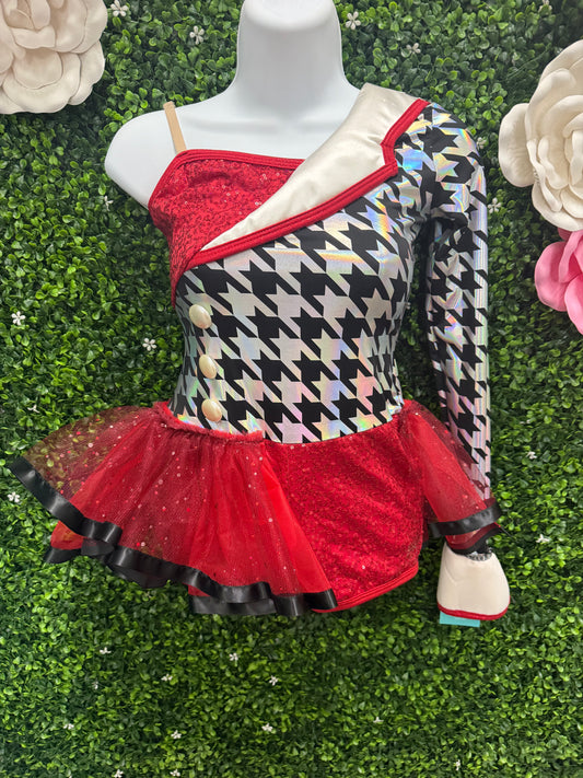 Child Intermediate Red Silver One Sleeve Costume