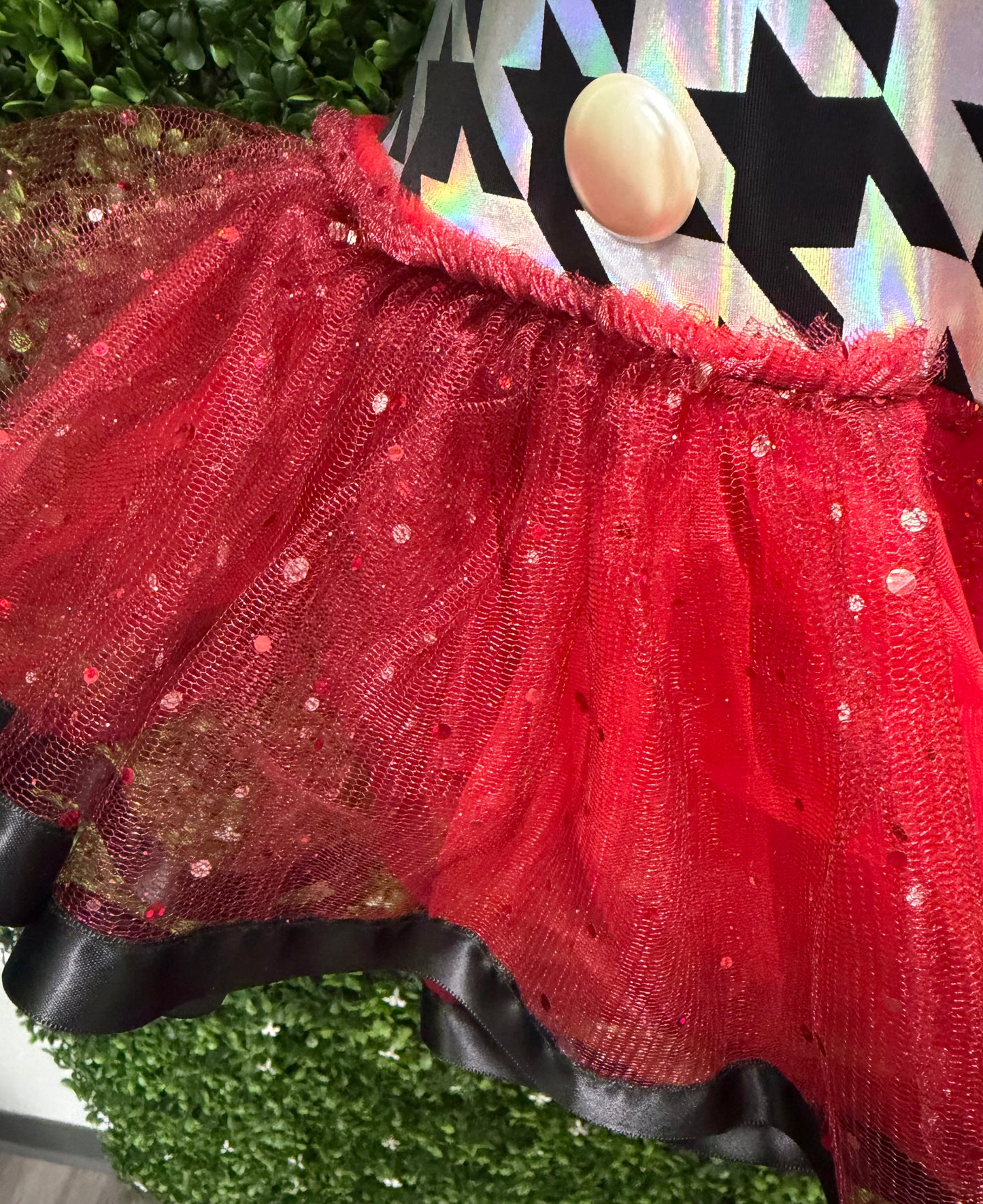 Child Intermediate Red Silver One Sleeve Costume
