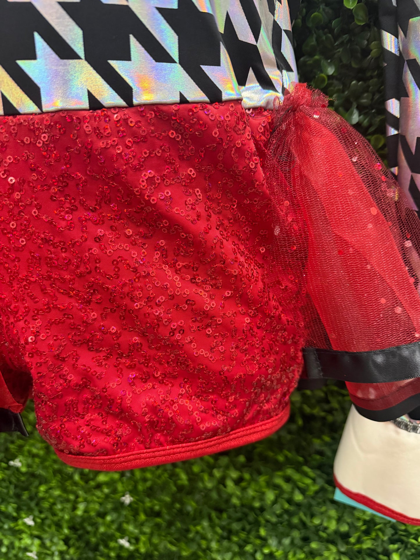 Child Intermediate Red Silver One Sleeve Costume
