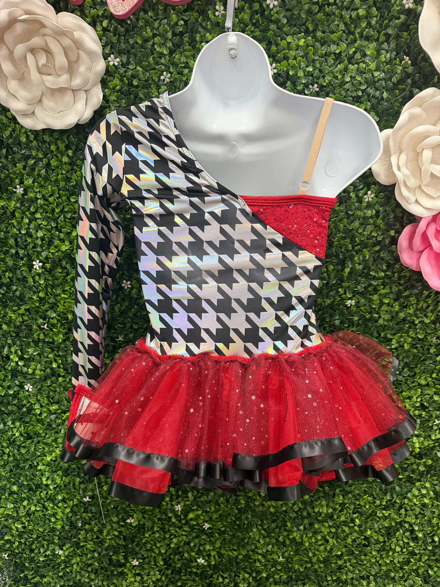 Child Intermediate Red Silver One Sleeve Costume