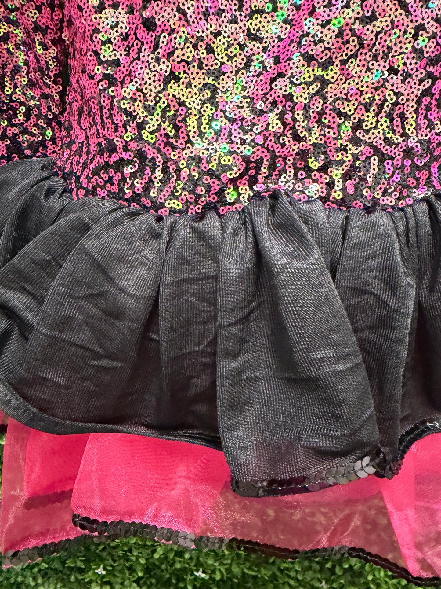 Child Medium Pink Black Sequin Costume